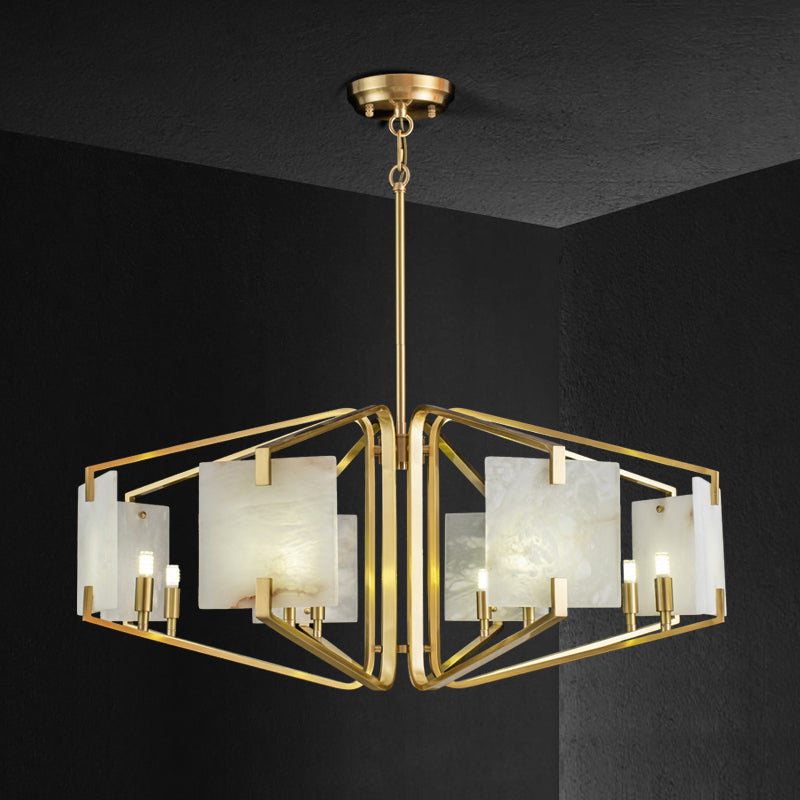 Plotuvys candelabru din alamă și alabastru, postmodern, de lux