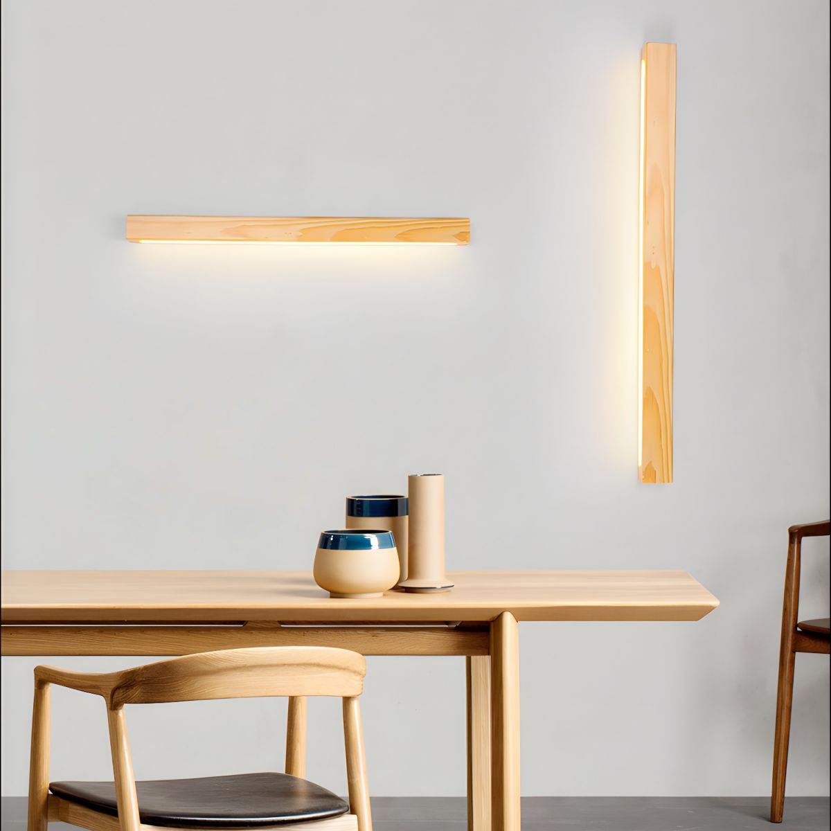 Elvivine aplică de perete din lemn, minimalistă, liniară, LED