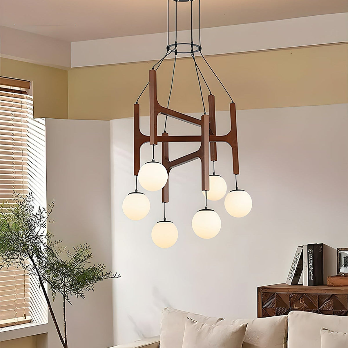 Terra candelabru din lemn, geometric