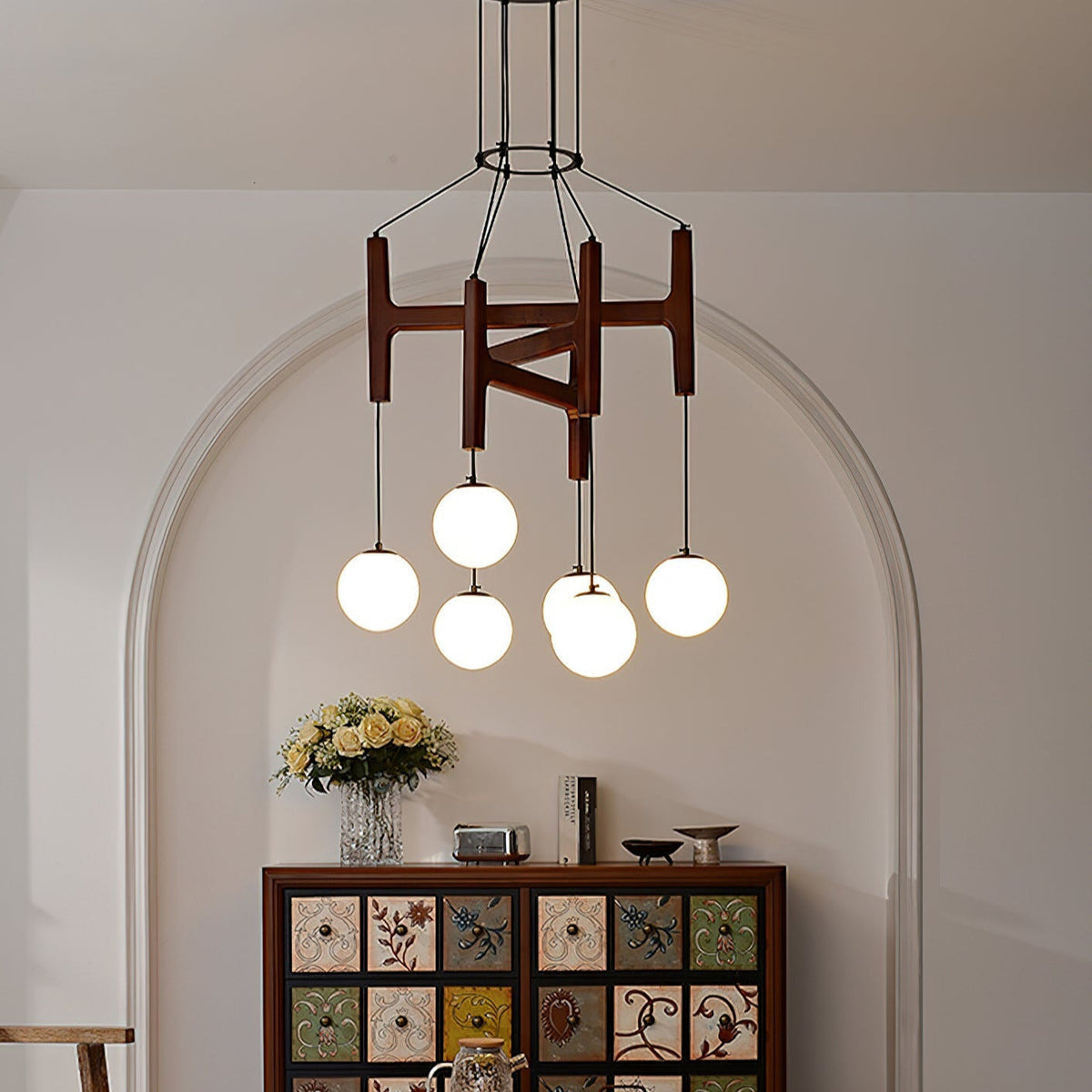 Terra candelabru din lemn, geometric