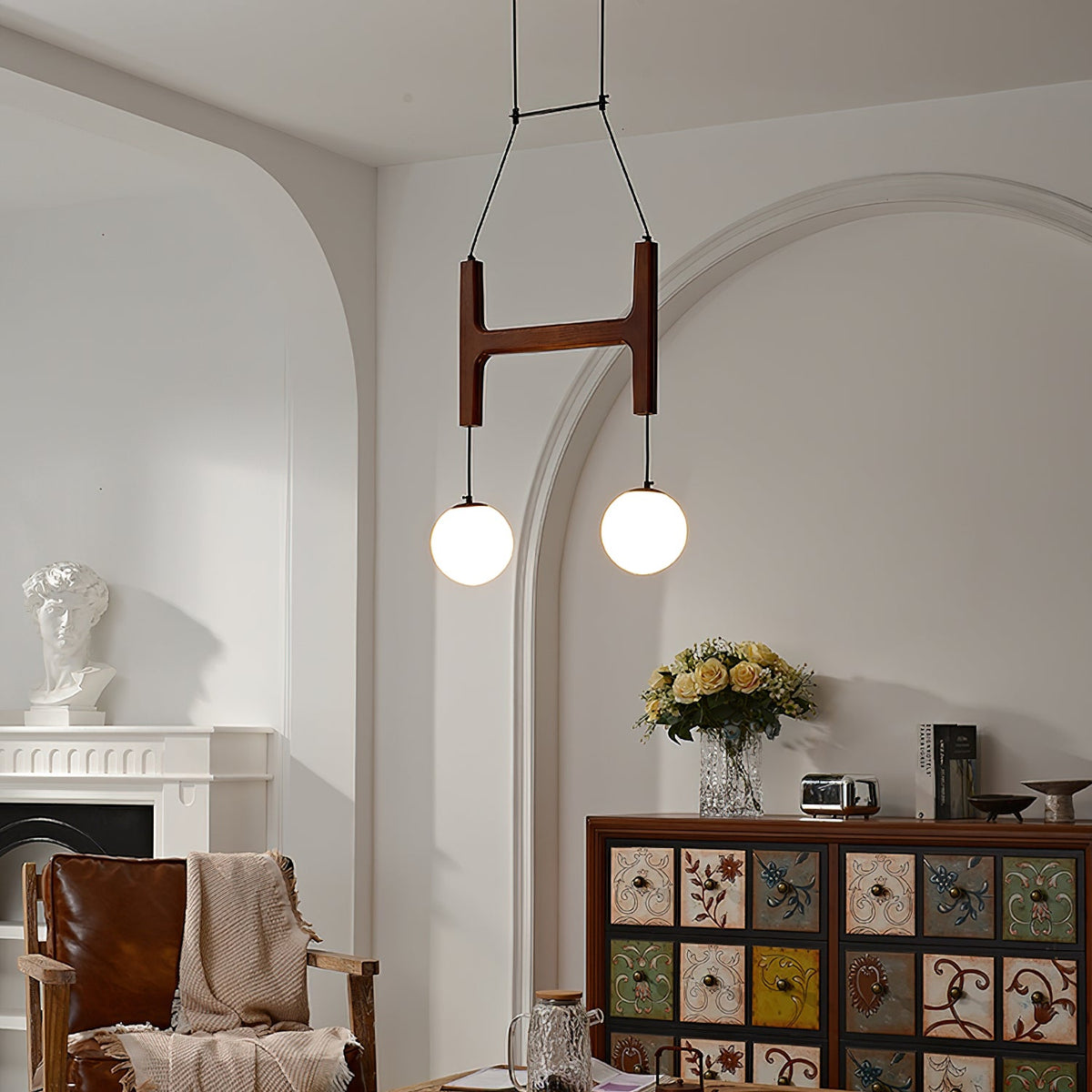 Terra candelabru din lemn, geometric