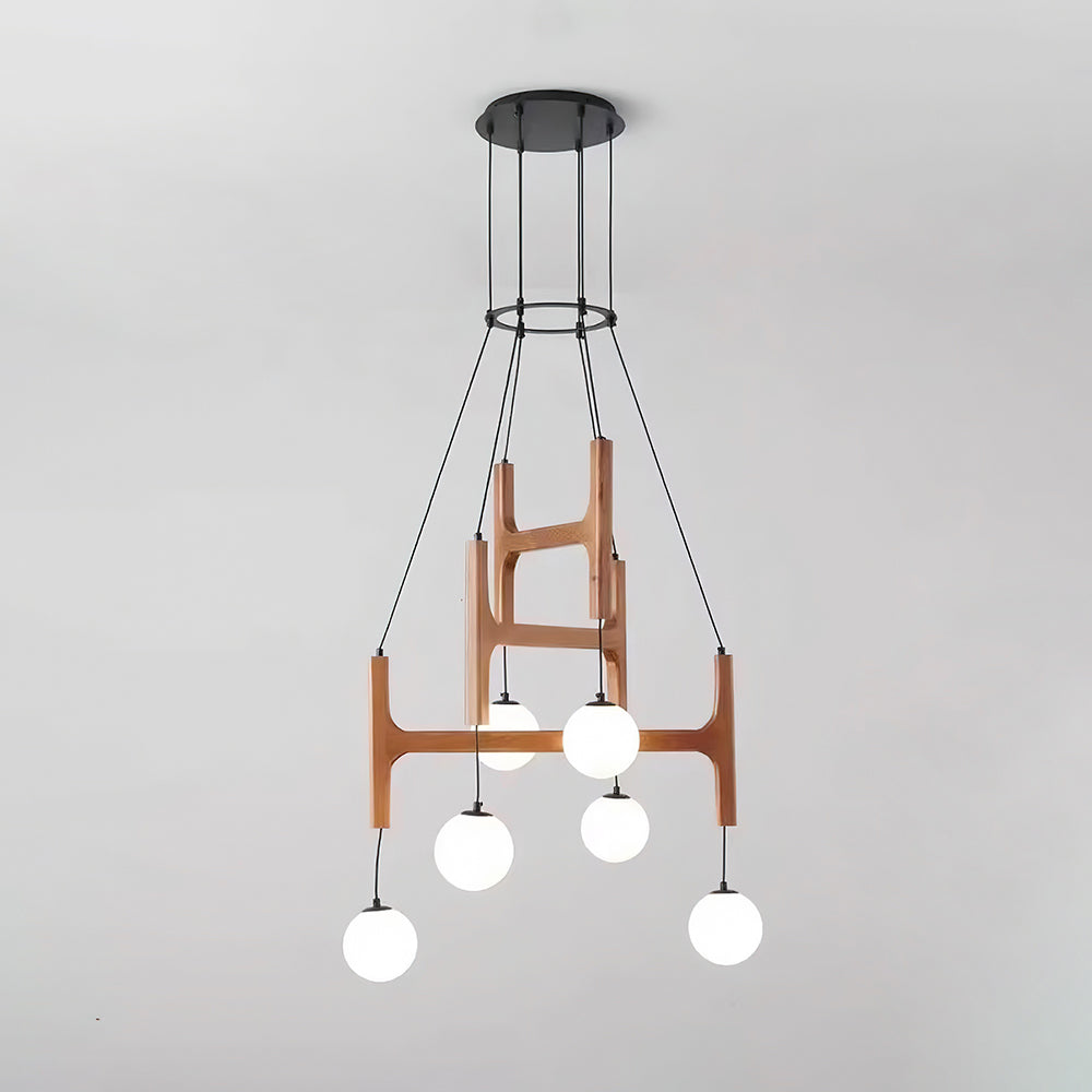 Terra candelabru din lemn, geometric
