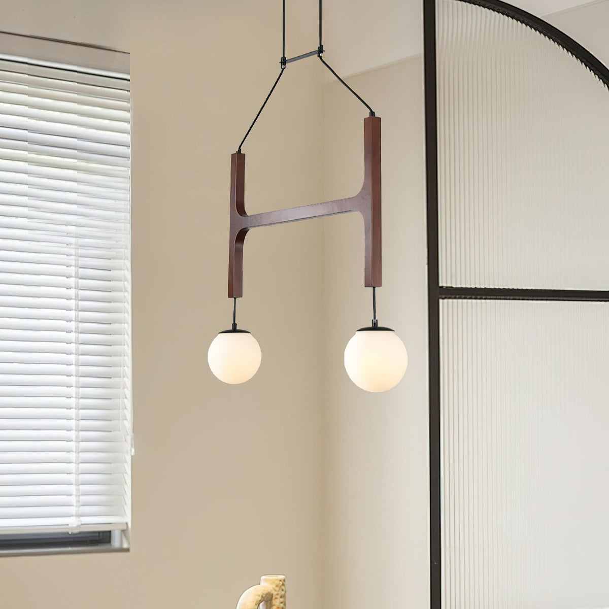 Terra candelabru din lemn, geometric