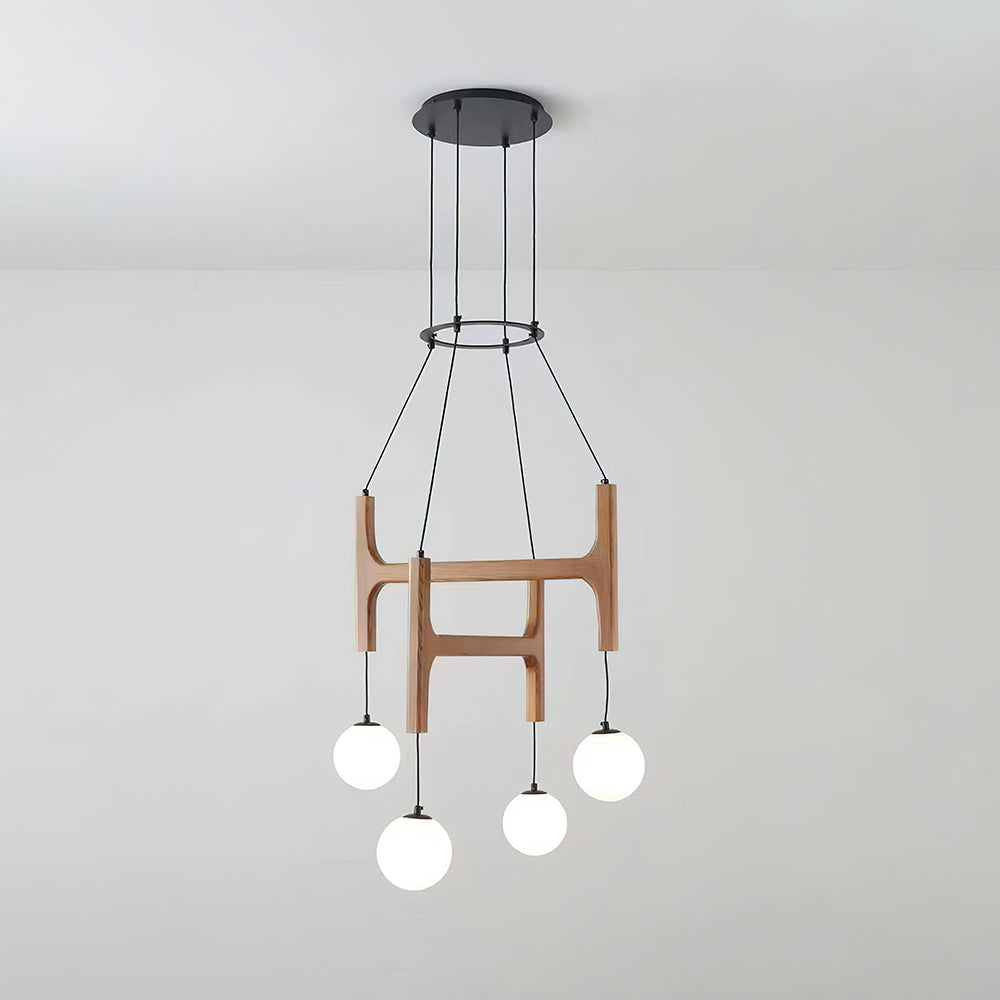 Terra candelabru din lemn, geometric
