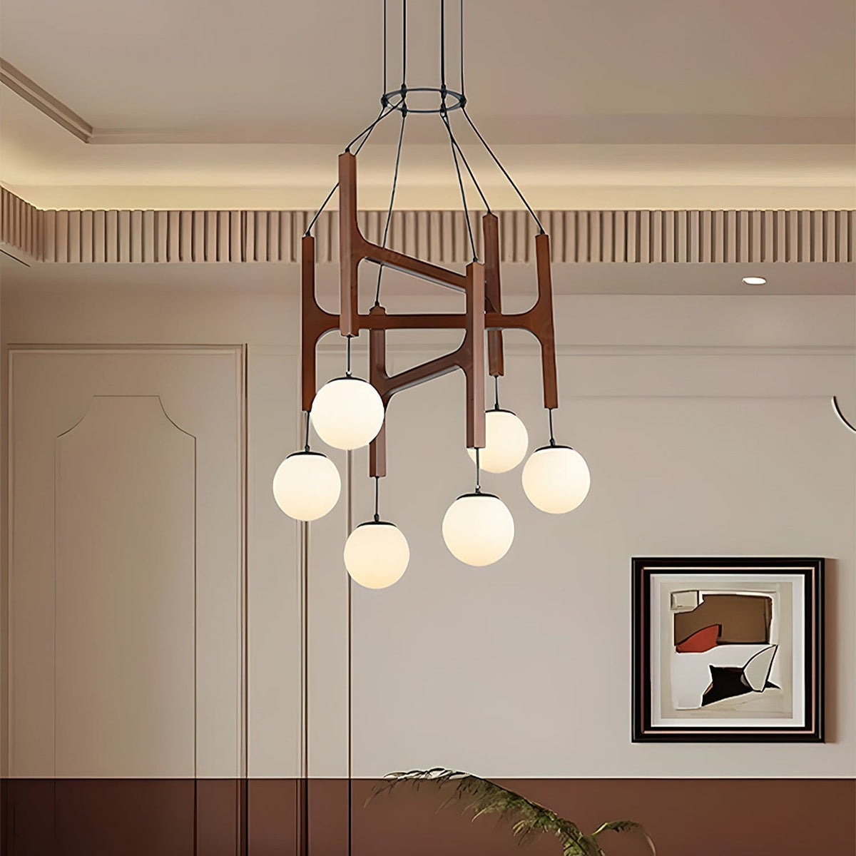 Terra candelabru din lemn, geometric