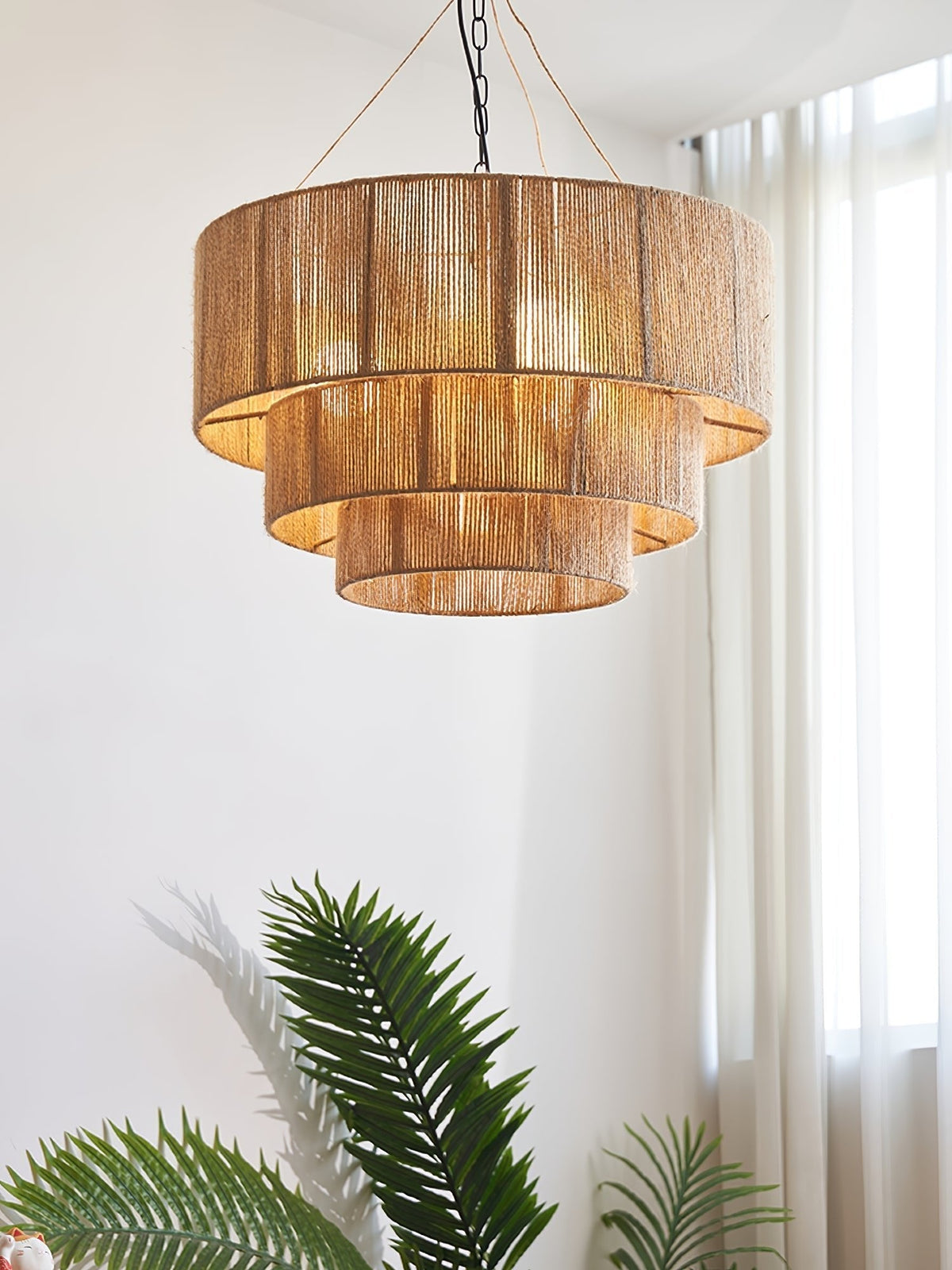 Cascade lampă suspendată din iută, rustică