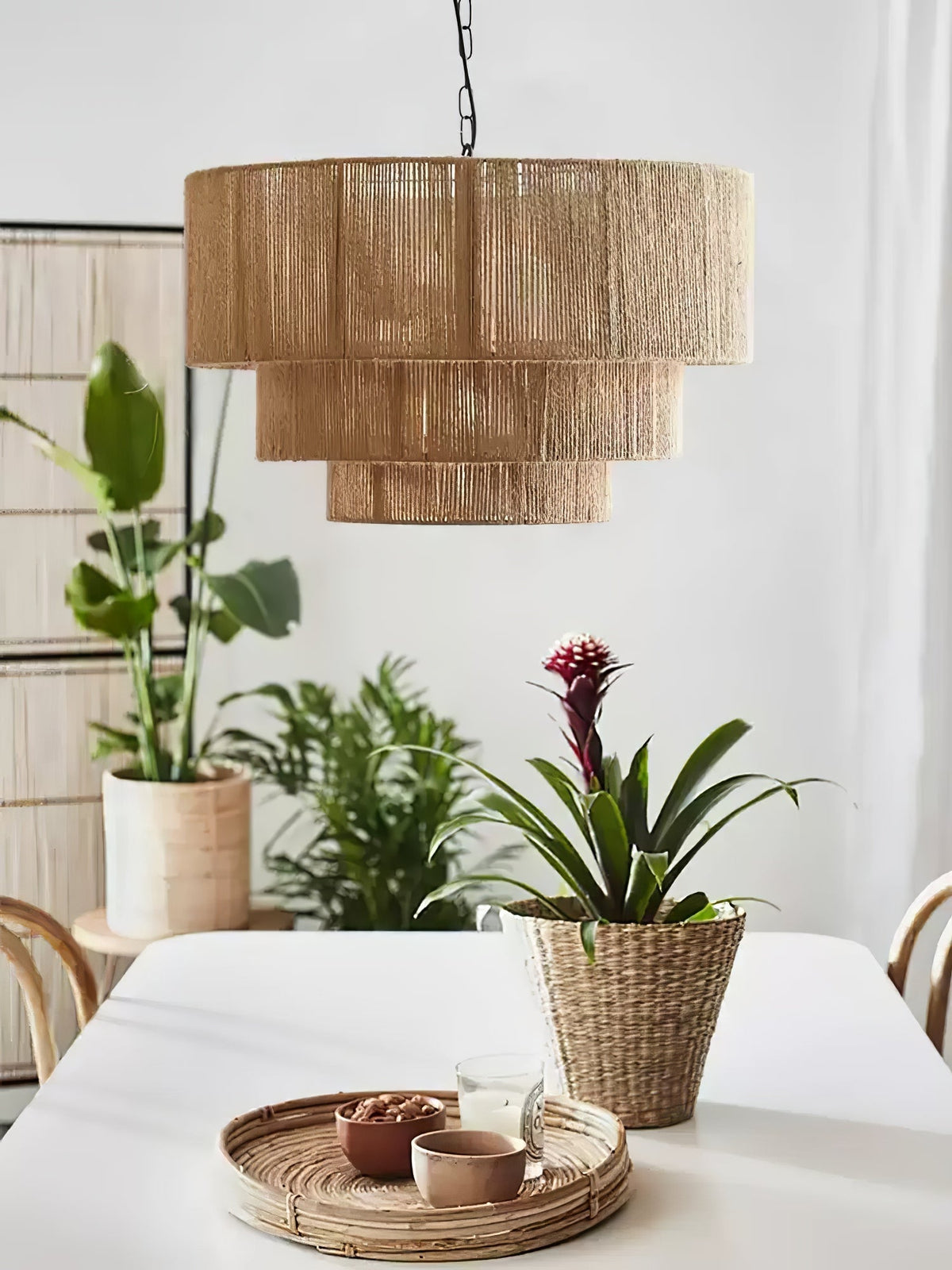 Cascade lampă suspendată din iută, rustică