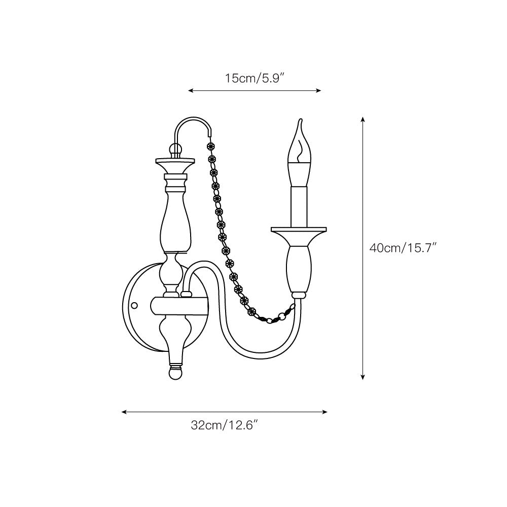 Jarnbruvys aplică de perete din metal și cristal, tradițională, tip lumânare