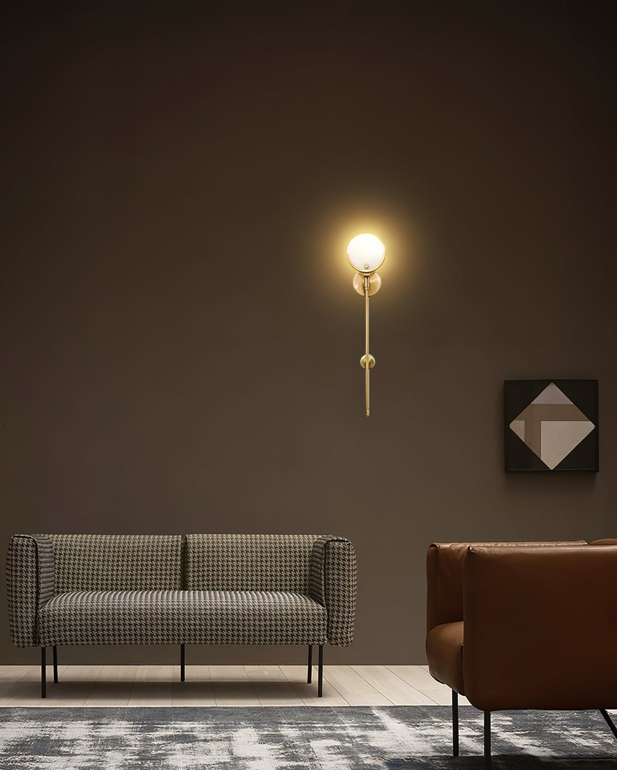 Ljomuvyo aplică de perete modernă minimalistă din alamă cu abajur alabastru