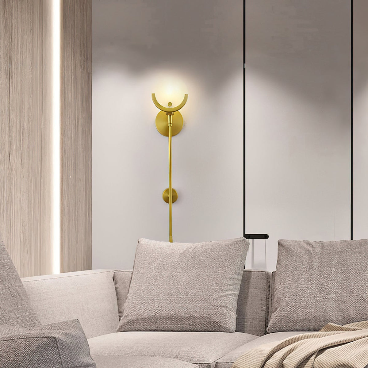 Ljomuvyo aplică de perete modernă minimalistă din alamă cu abajur alabastru
