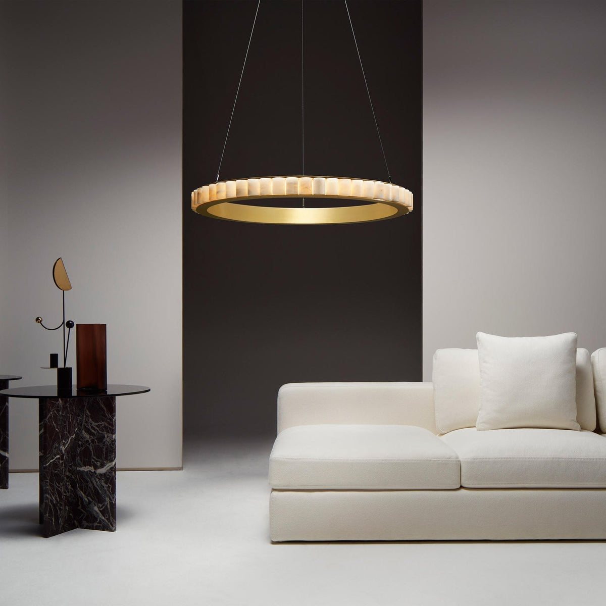 Lyra candelabru Postmodern Luxos din Oțel Inoxidabil și alabastru