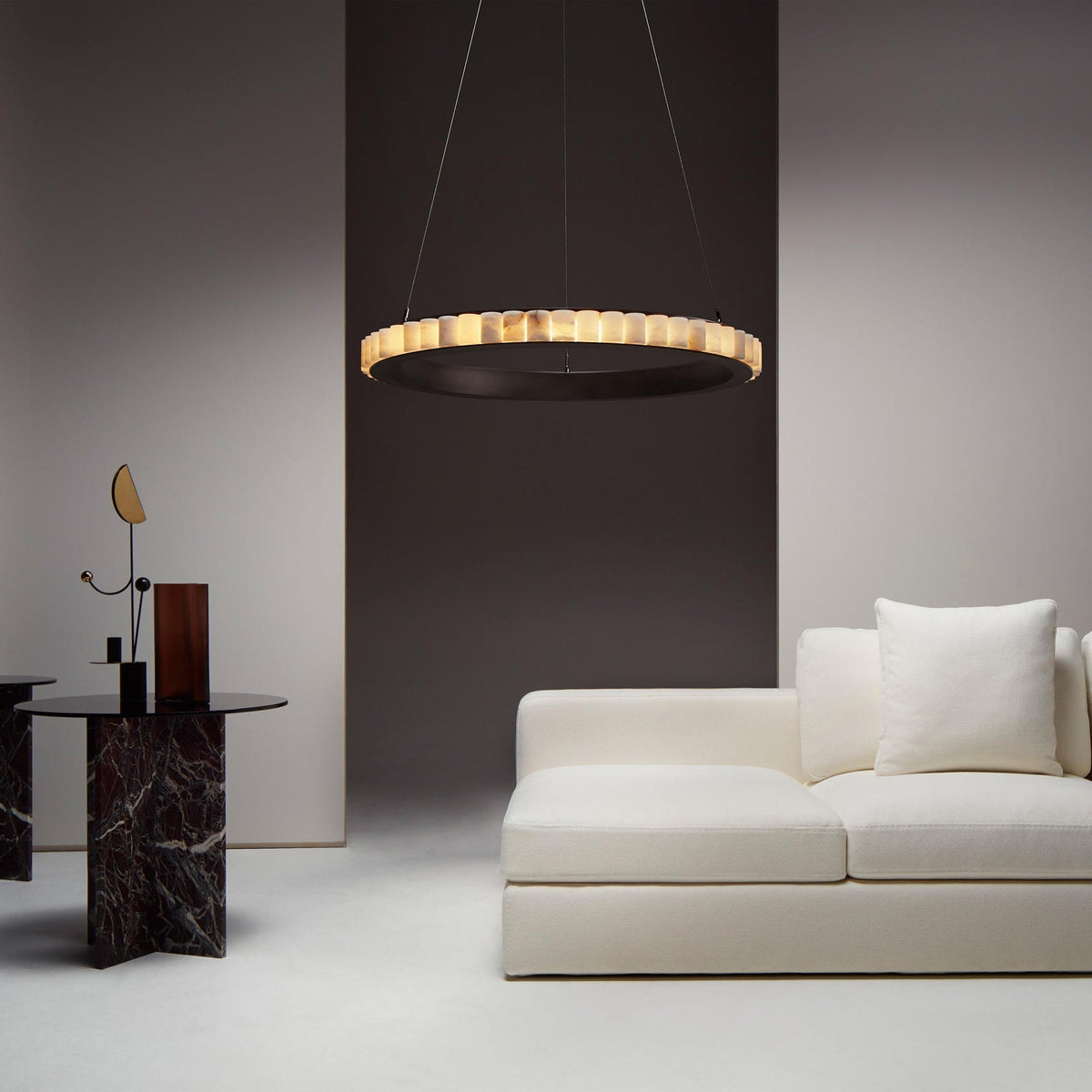 Lyra candelabru Postmodern Luxos din Oțel Inoxidabil și alabastru