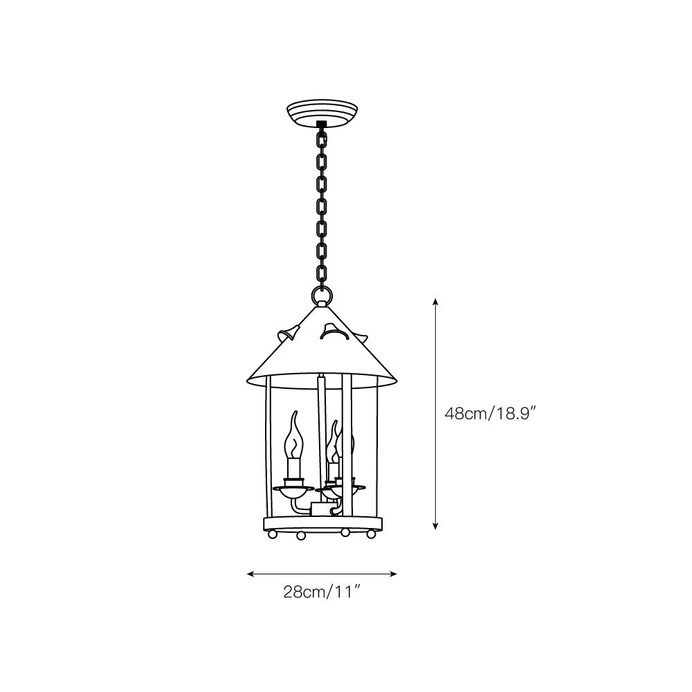 Tinduvyh lampă suspendată din metal și sticlă, vintage, industrială, în formă de lanternă