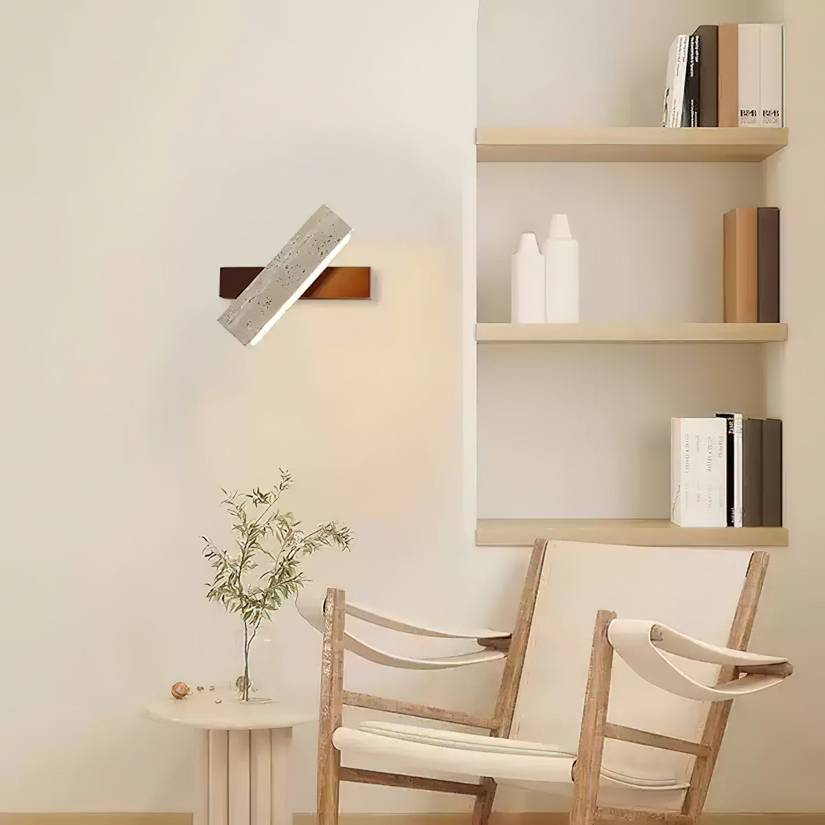 Ostruvyo aplică de perete din lemn de nuc și travertin, modernă, minimalistă, liniară
