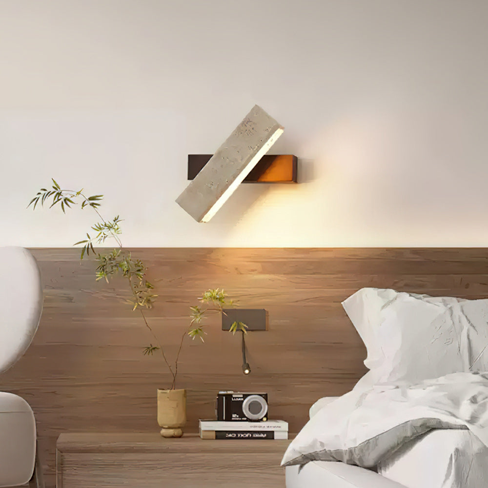 Ostruvyo aplică de perete din lemn de nuc și travertin, modernă, minimalistă, liniară