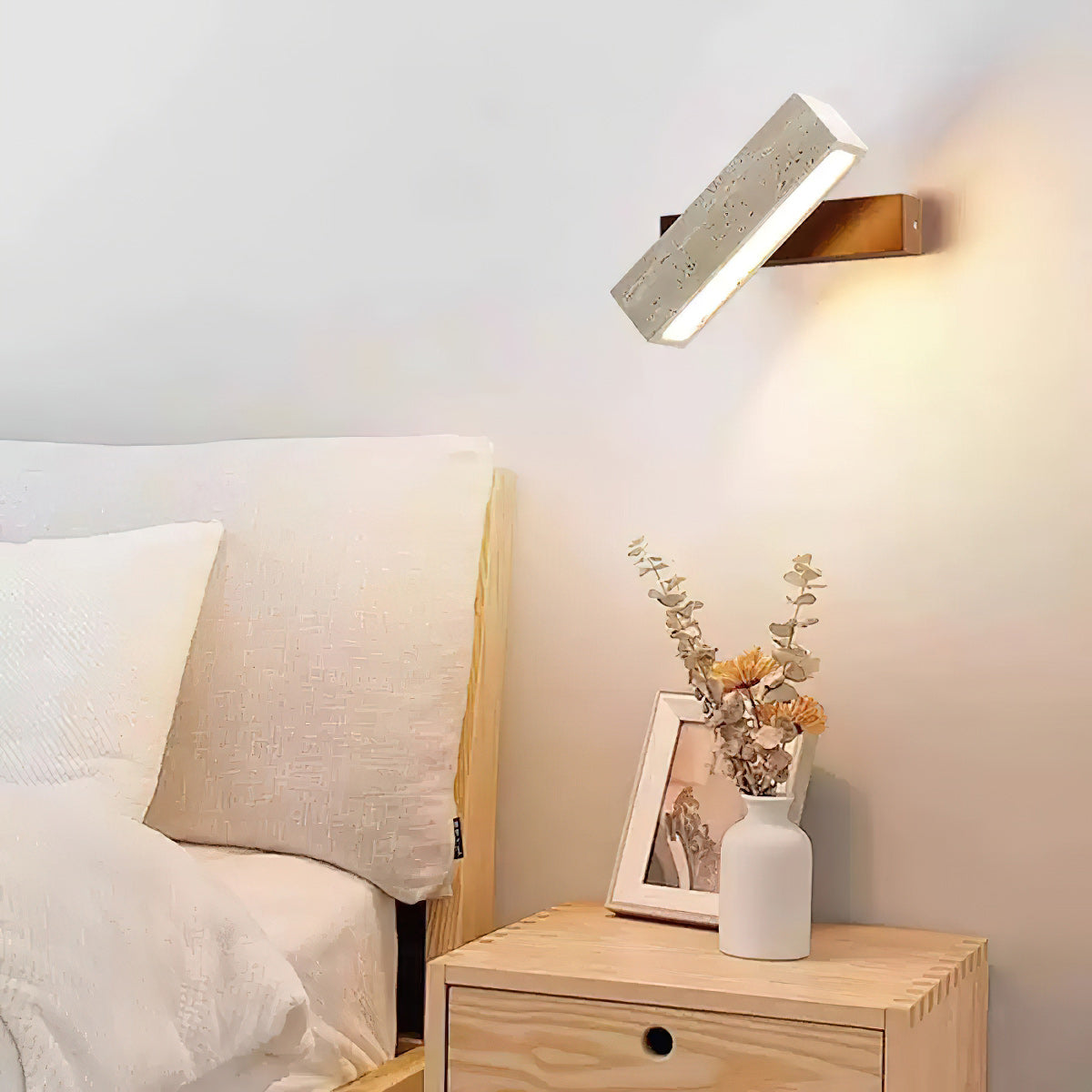 Ostruvyo aplică de perete din lemn de nuc și travertin, modernă, minimalistă, liniară
