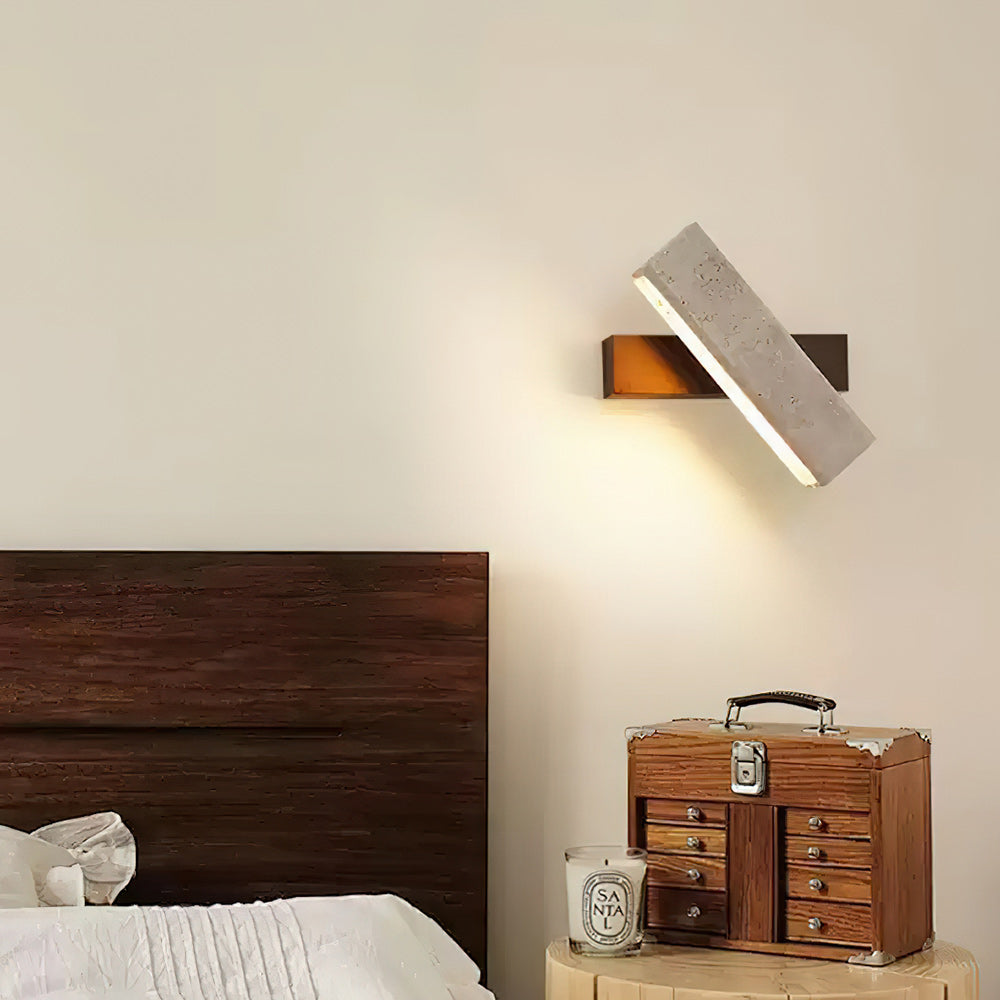 Ostruvyo aplică de perete din lemn de nuc și travertin, modernă, minimalistă, liniară