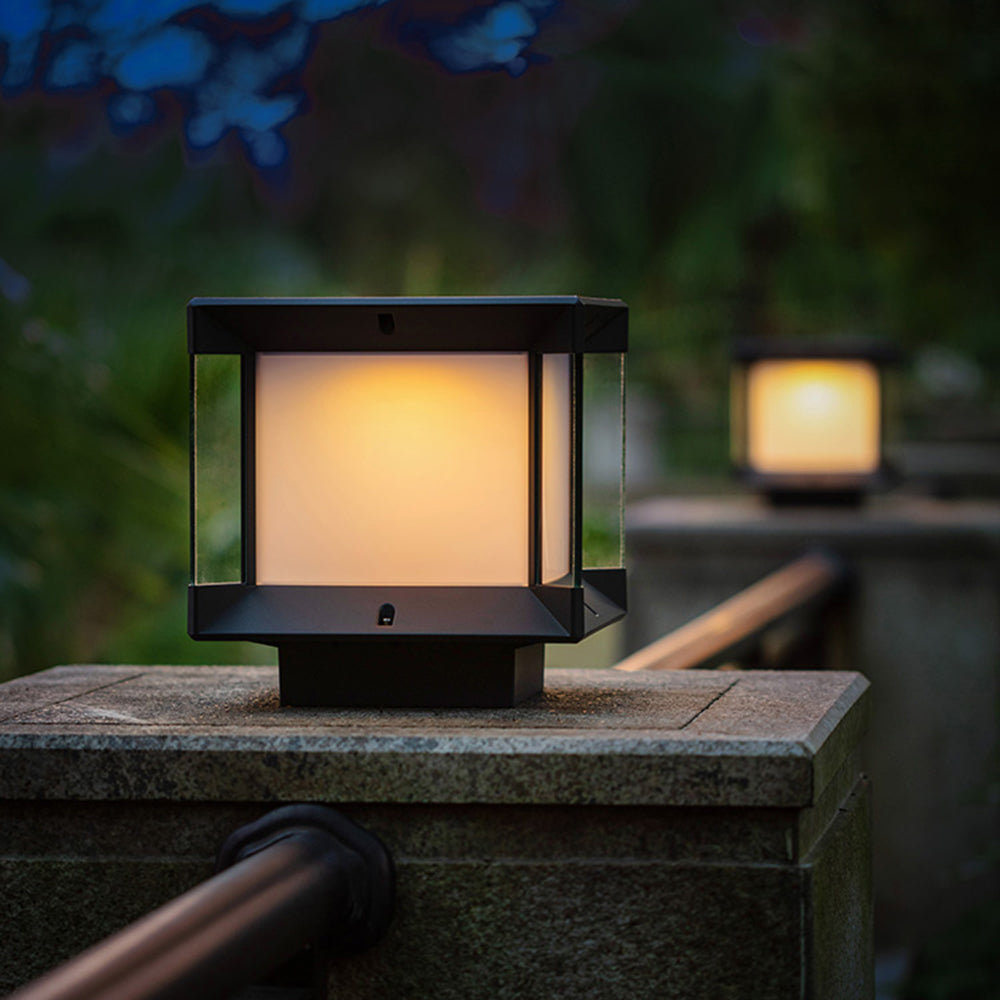 Ray modern Rectangular metal sticlă Outdoor Lamp, negru/negru-auriu
