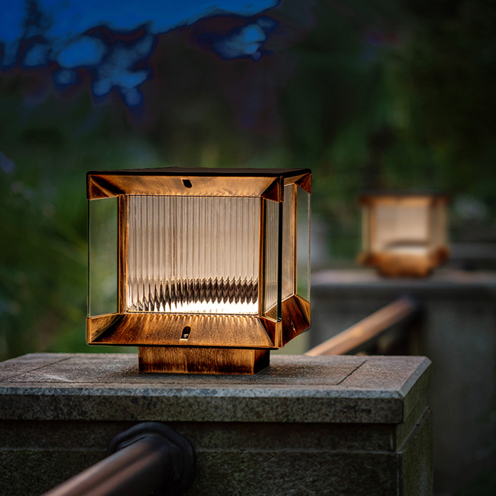 Ray modern Rectangular metal sticlă Outdoor Lamp, negru/negru-auriu