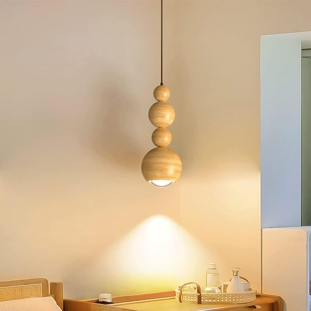 Muto Vintage LED lampă suspendată Glob alb lemn metal dormitor