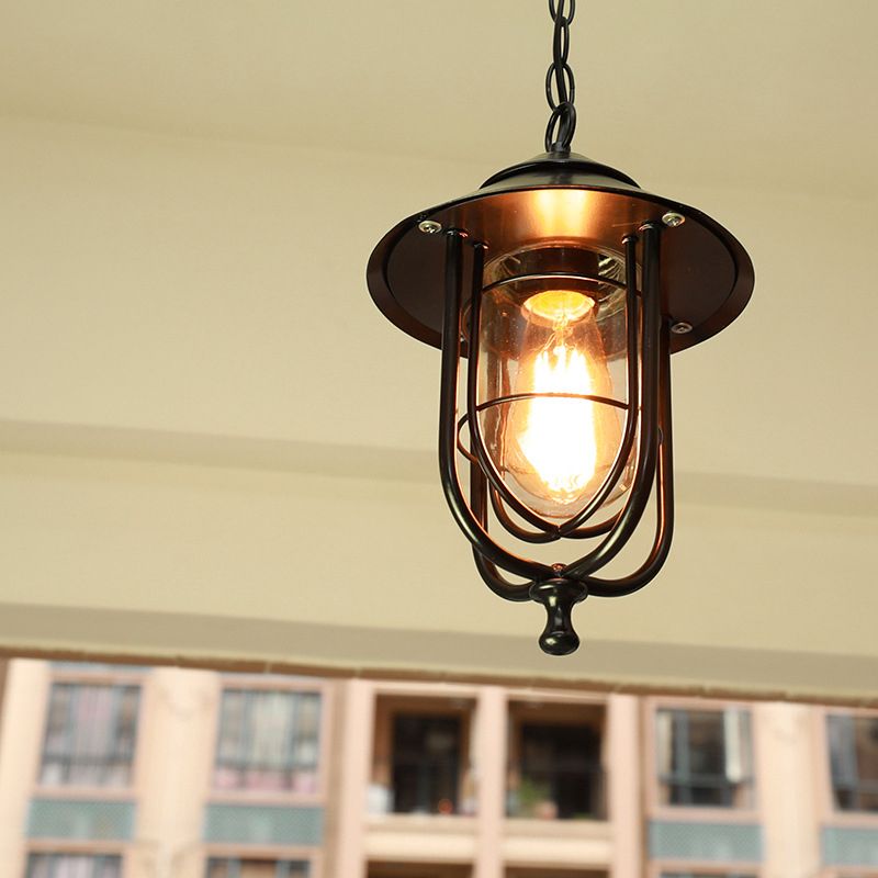Ray lampă suspendată Lantern Retro metal, negru/bronz