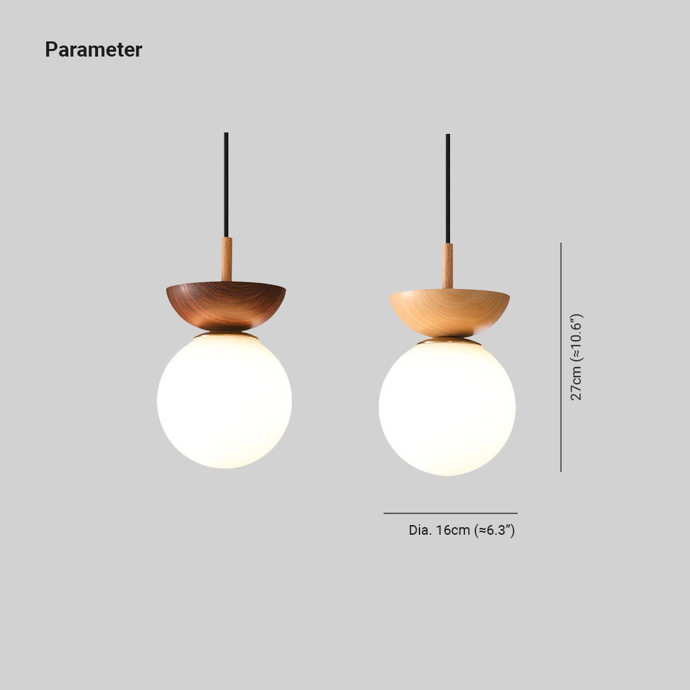 Valentina lampă suspendată Nordic Japanese Globe LED plafonieră/suspendată metal sticlă dormitor, Burlywood