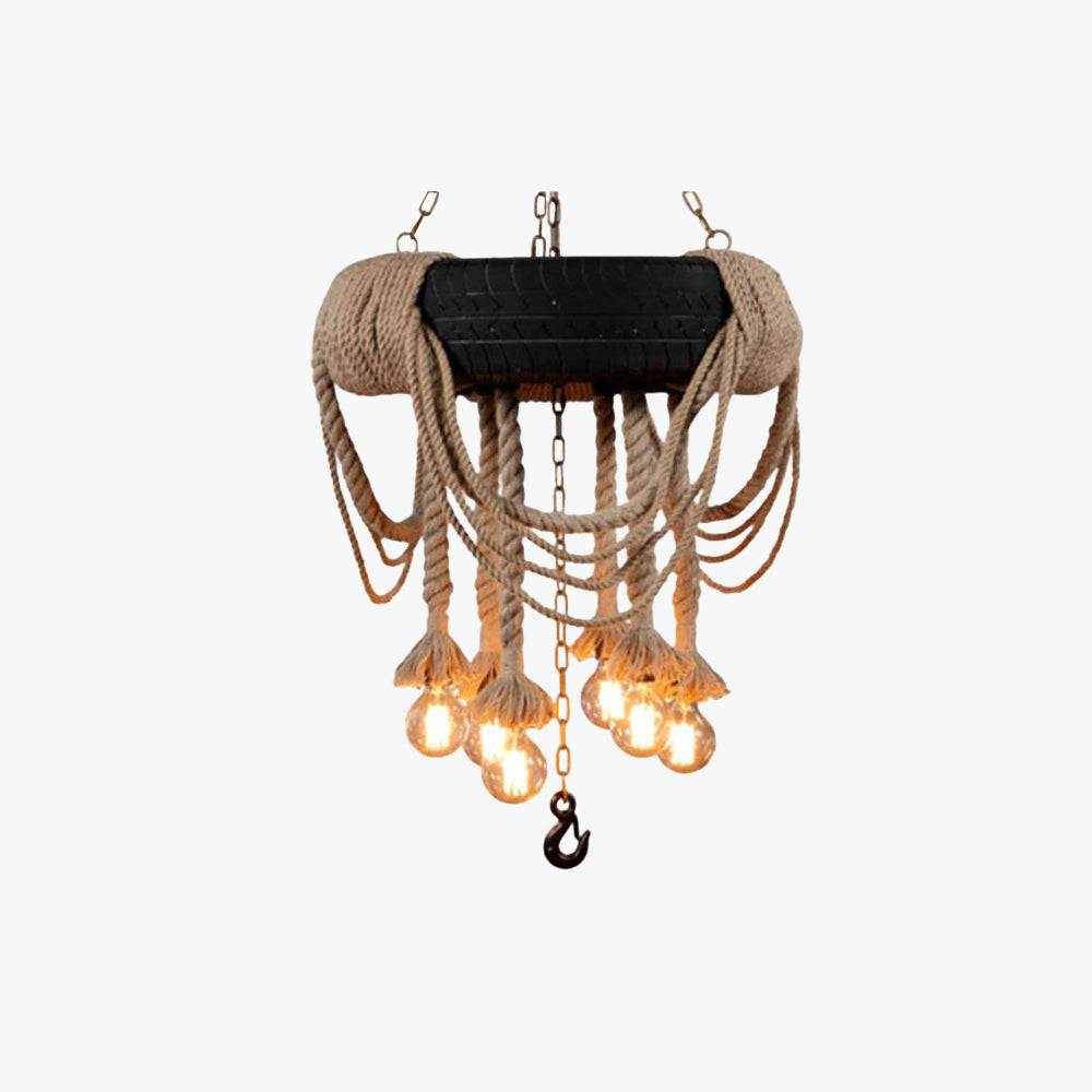 Epoch Vintage industrial candelabru Coardă de Cânepă Pneu Sufragerie