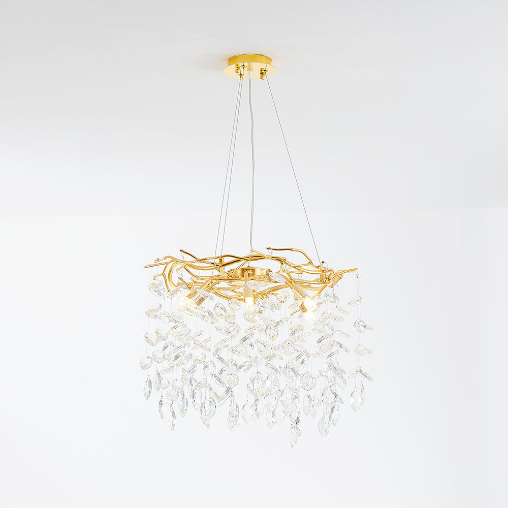 Kristy candelabru auriu din sticlă și cristal, contemporan