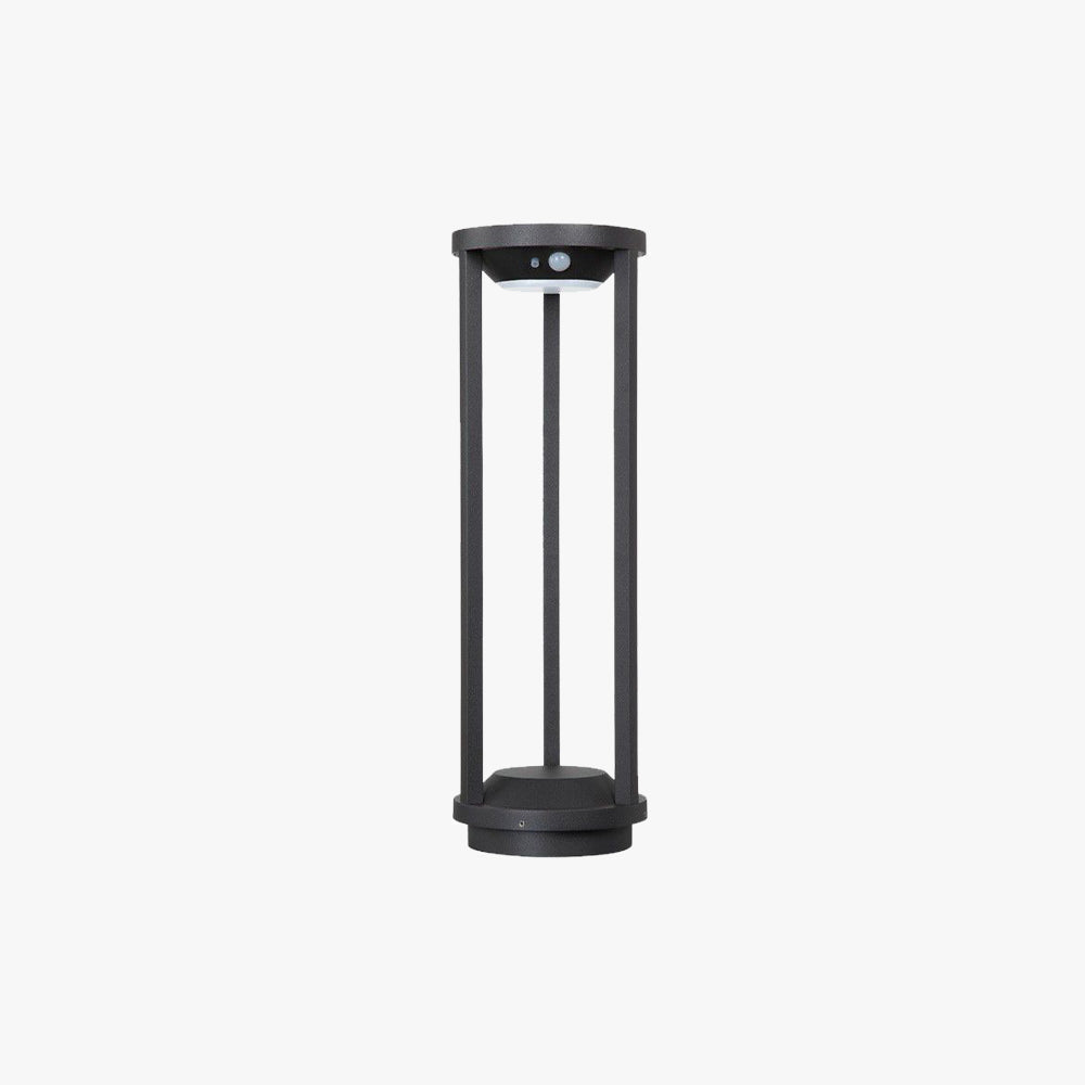 Ray modern metal Cylindrical Hollow Outdoor Bollard Light, negru