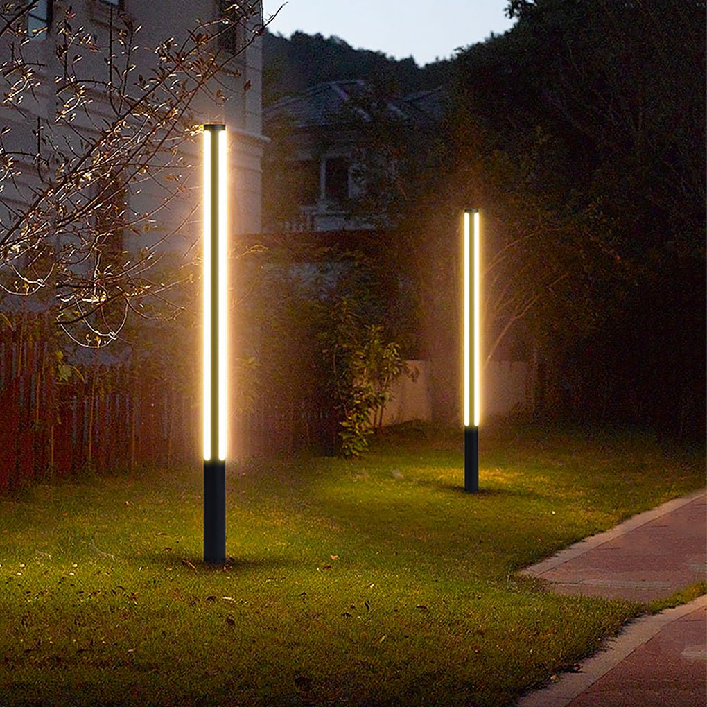 Ray Column Double Light Strip Outdoor Path Light, negru