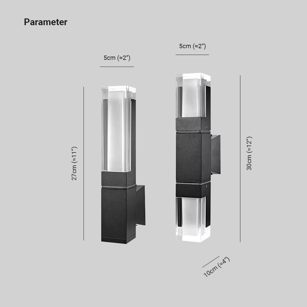 Ray aplică de perete pentru exterior modern Rectangular Double-Head metal Outdoor aplică de perete