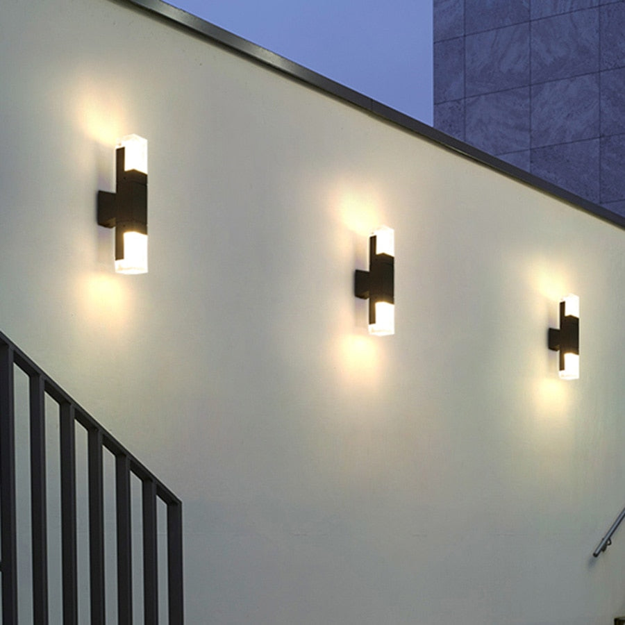 Ray aplică de perete pentru exterior modern Rectangular Double-Head metal Outdoor aplică de perete