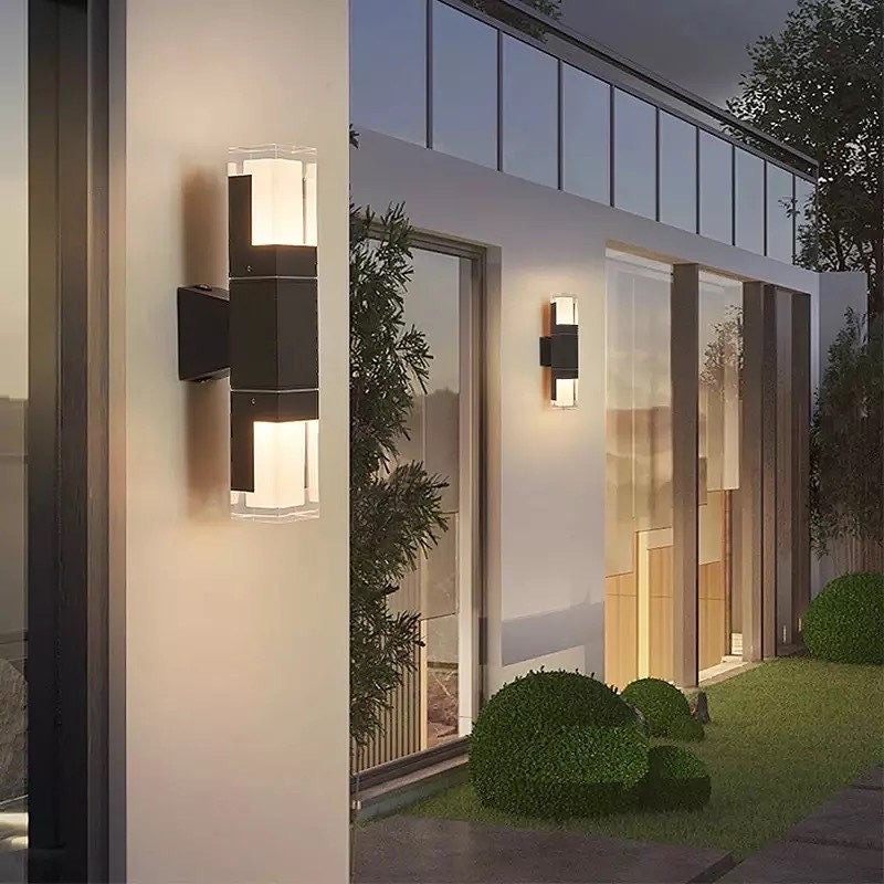 Ray aplică de perete pentru exterior modern Rectangular Double-Head metal Outdoor aplică de perete