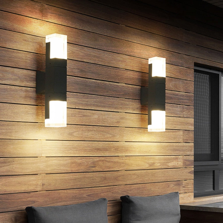 Ray aplică de perete pentru exterior modern Rectangular Double-Head metal Outdoor aplică de perete