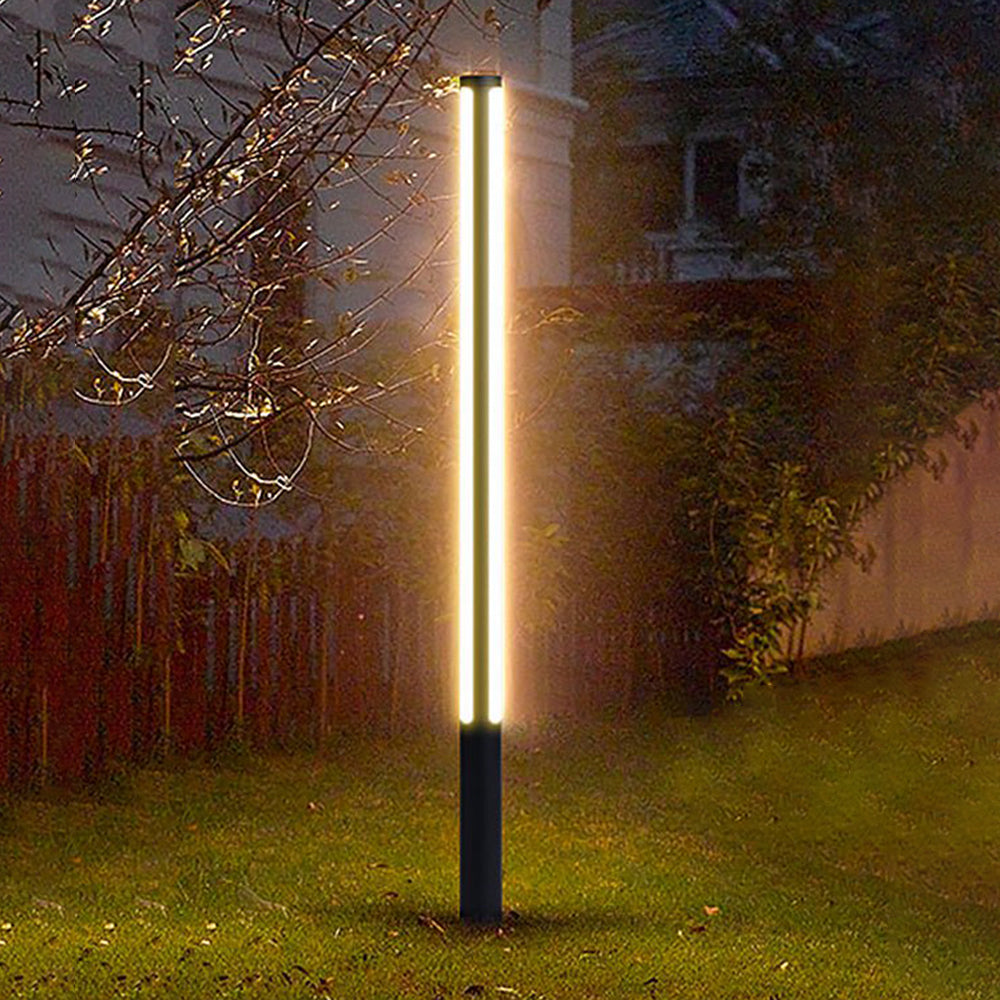 Ray Column Double Light Strip Outdoor Path Light, negru