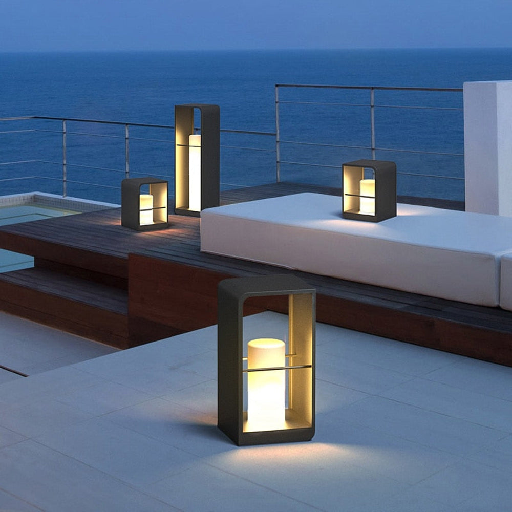 Ray Iluminare exterioară pentru drumuri cu panou solar, dreptunghiular, minimalist, negru