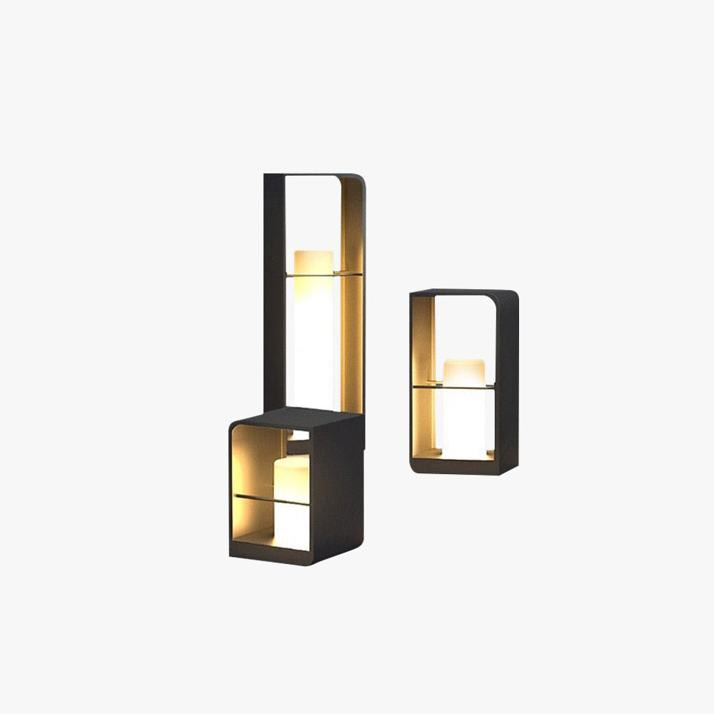 Ray Iluminare exterioară pentru drumuri cu panou solar, dreptunghiular, minimalist, negru