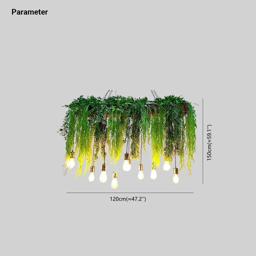 Ritta lampă suspendată decorativă naturală dreptunghiulară din metal cu nuanță verde