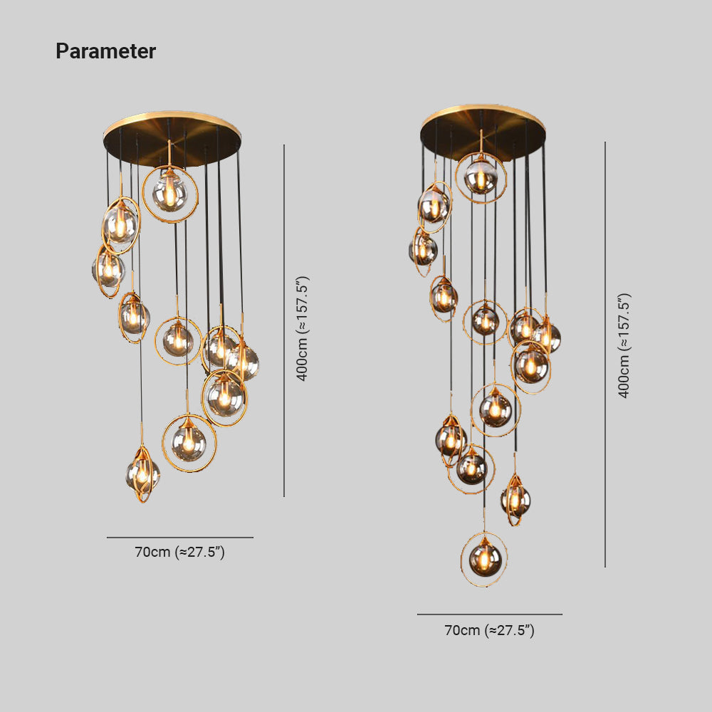 Valentina modern Spiral Ball sticlă Staircase candelabru