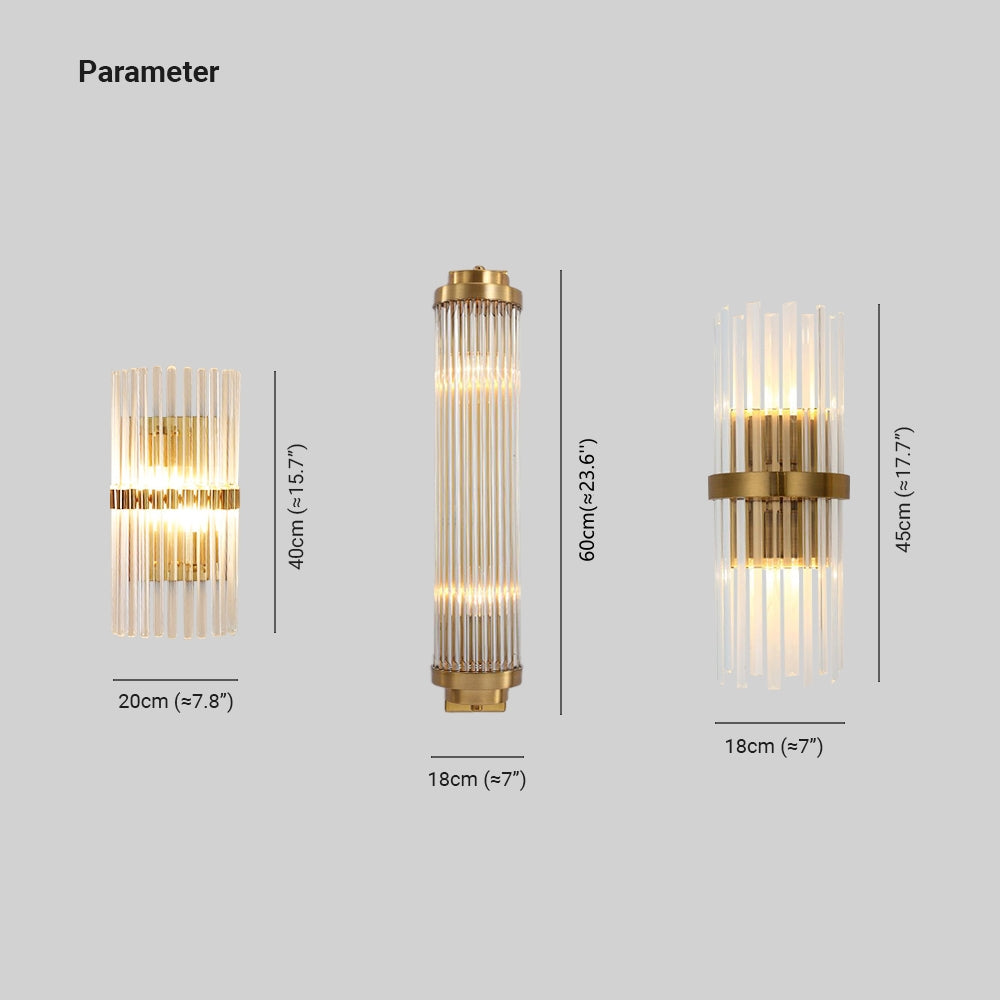 Ray aplică de perete cilindrică modernă din metal/cristal, aur