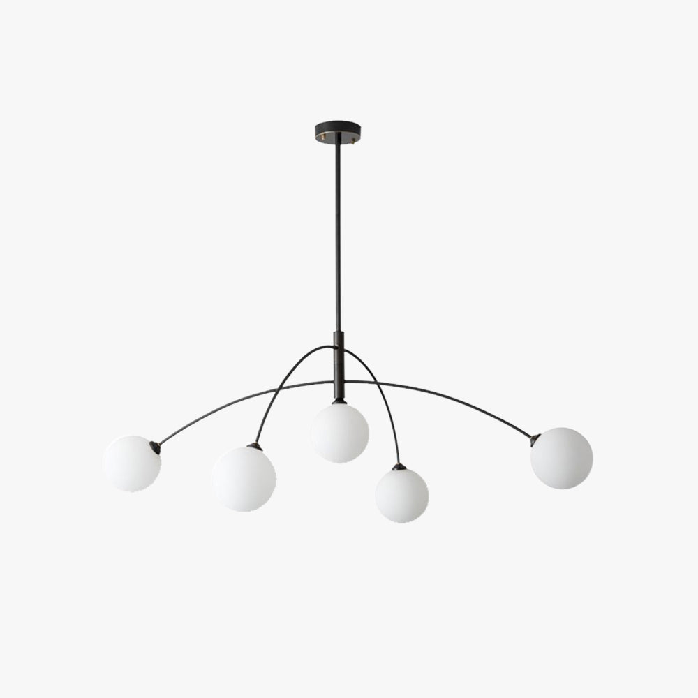 Valentina lampă suspendată glob modern, metal/sticlă, negru/aur, dormitor
