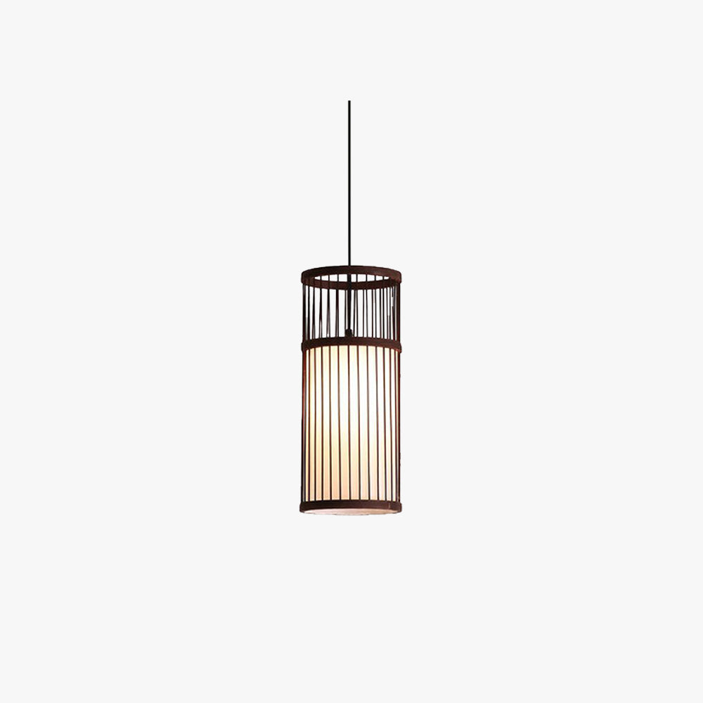 Ritta Weave Cylinder lampă suspendată, Culoare: Café/lemn, Material: metal/bambus