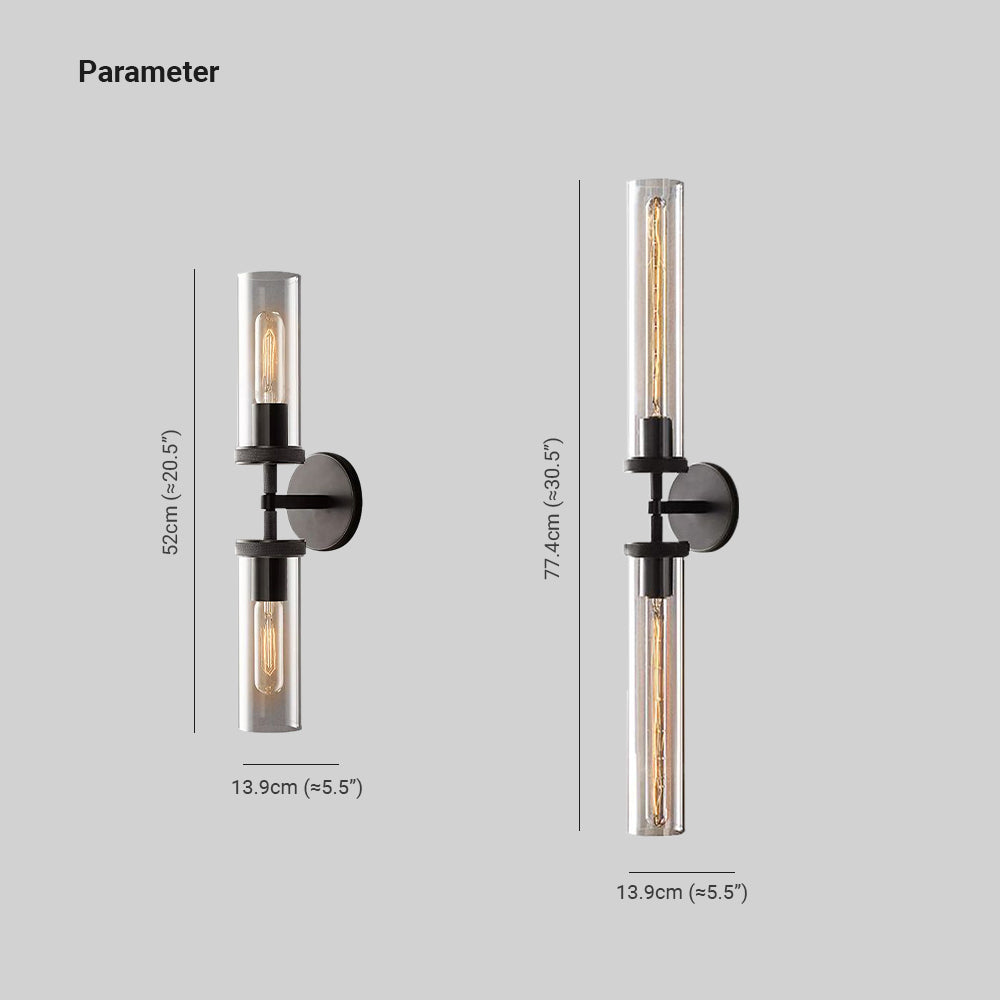 Arisha aplică de perete modernă cilindrică din metal cu LED, negru/cupru