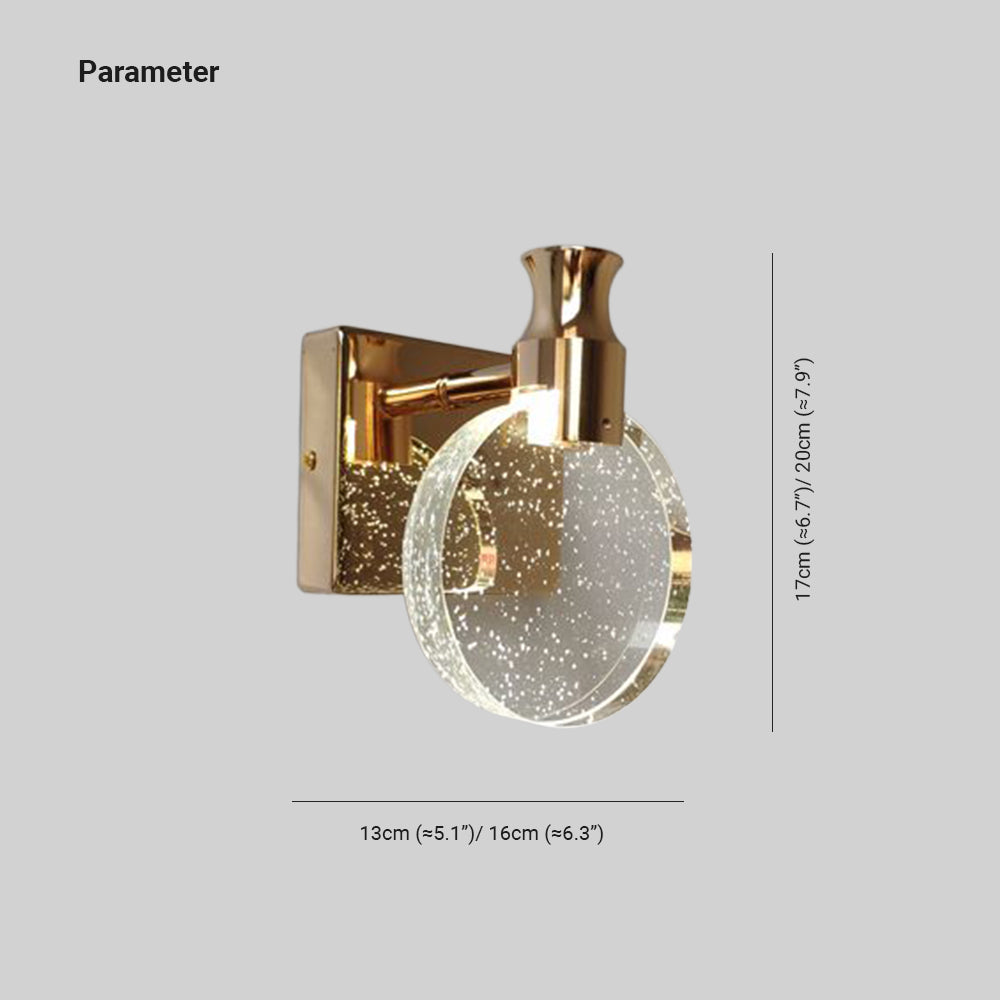 Kristy modern Round cristal oglindă aplică de perete, auriu/crom