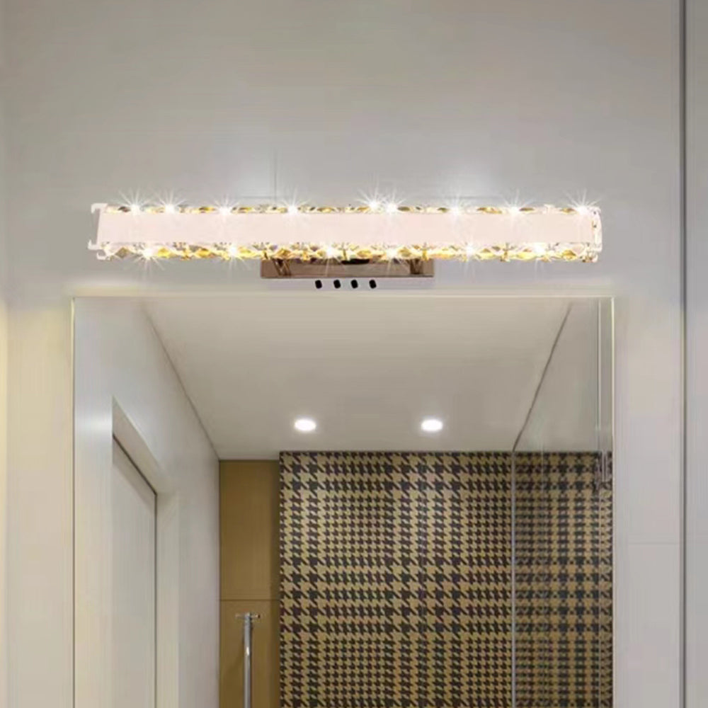 Kristy modern Rectangular metal/cristal oglindă Front aplică de perete, auriu