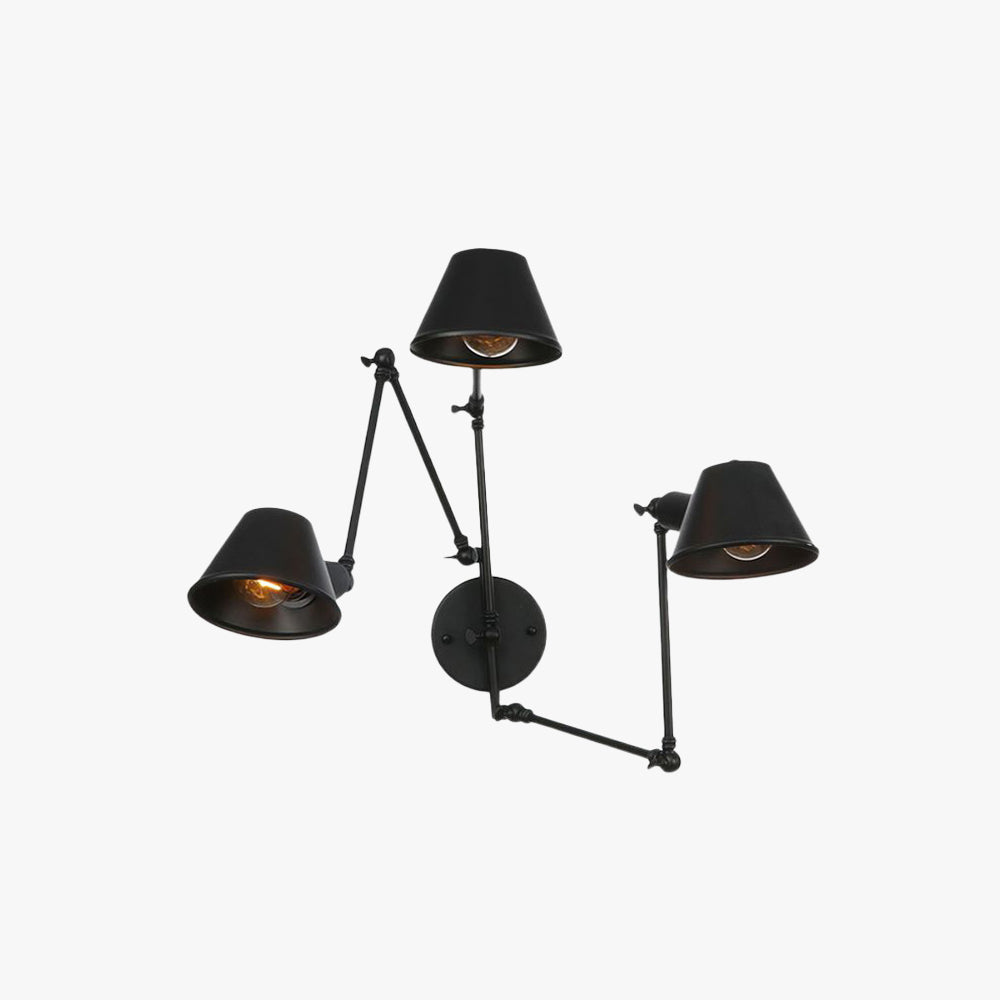 Epoch aplică de perete vintage reglabilă din metal, culoare neagră/rugină, pentru dormitor