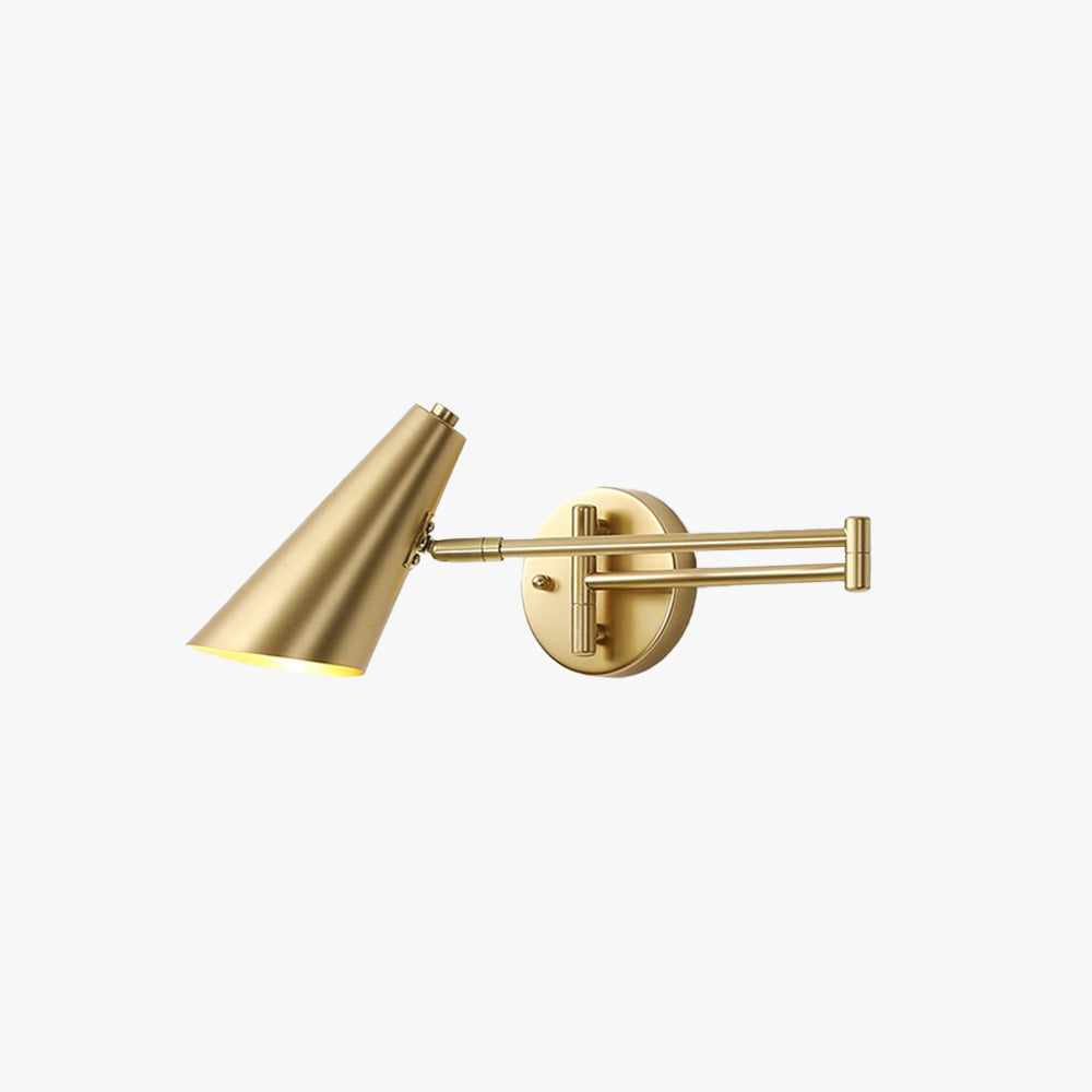 Aria aplică de perete conică modernă, metal reglabil, culoare neagră/aurie, pentru dormitor