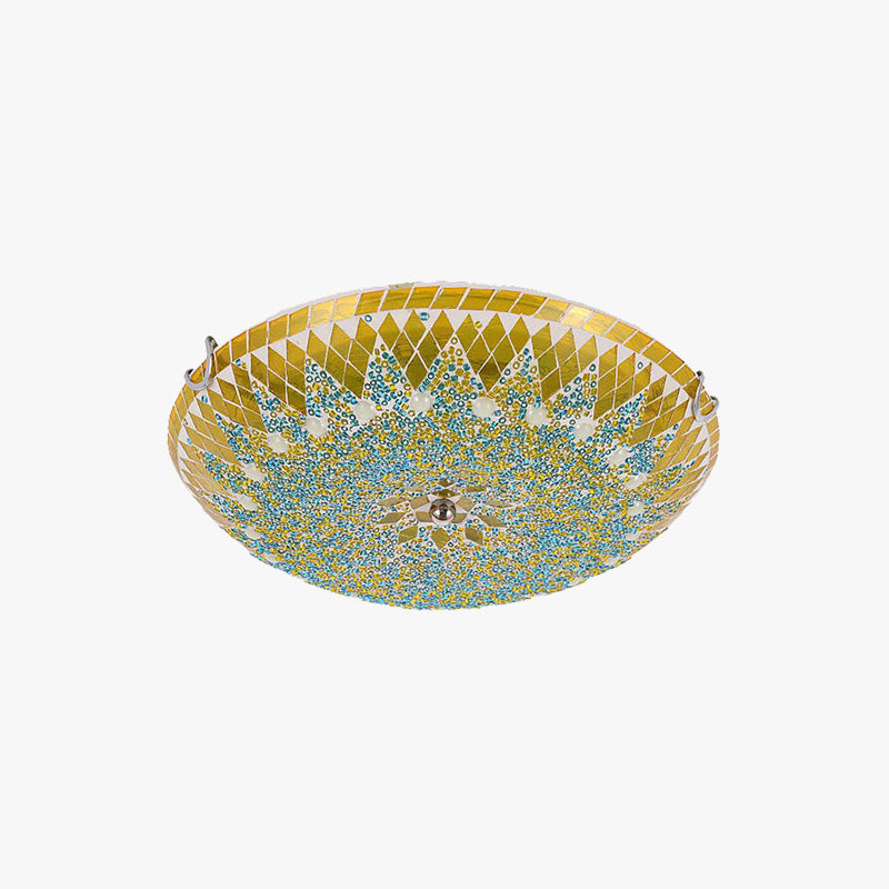 Tiffany plafonieră aplicată modern Mediterranean din sticlă albastru/galben/alb