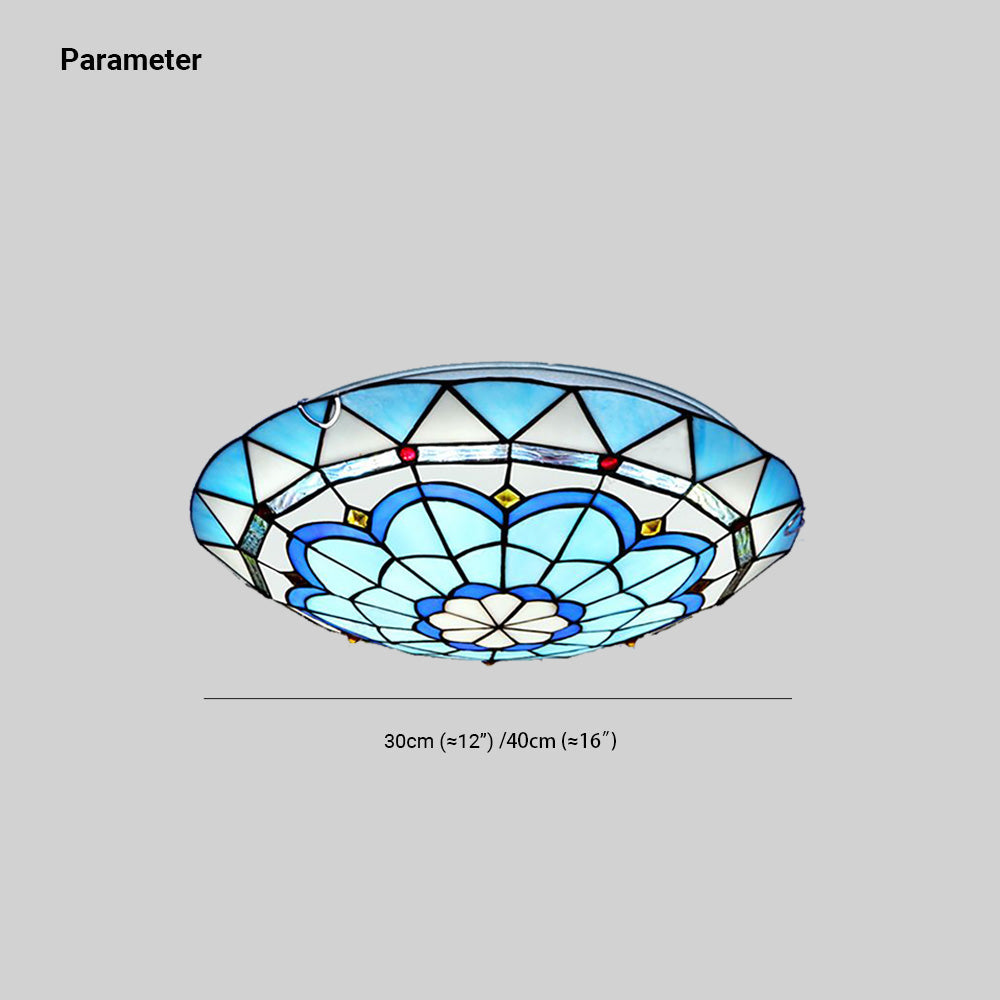 Tiffany plafonieră aplicată din sticlă, multicoloră, pentru dormitor