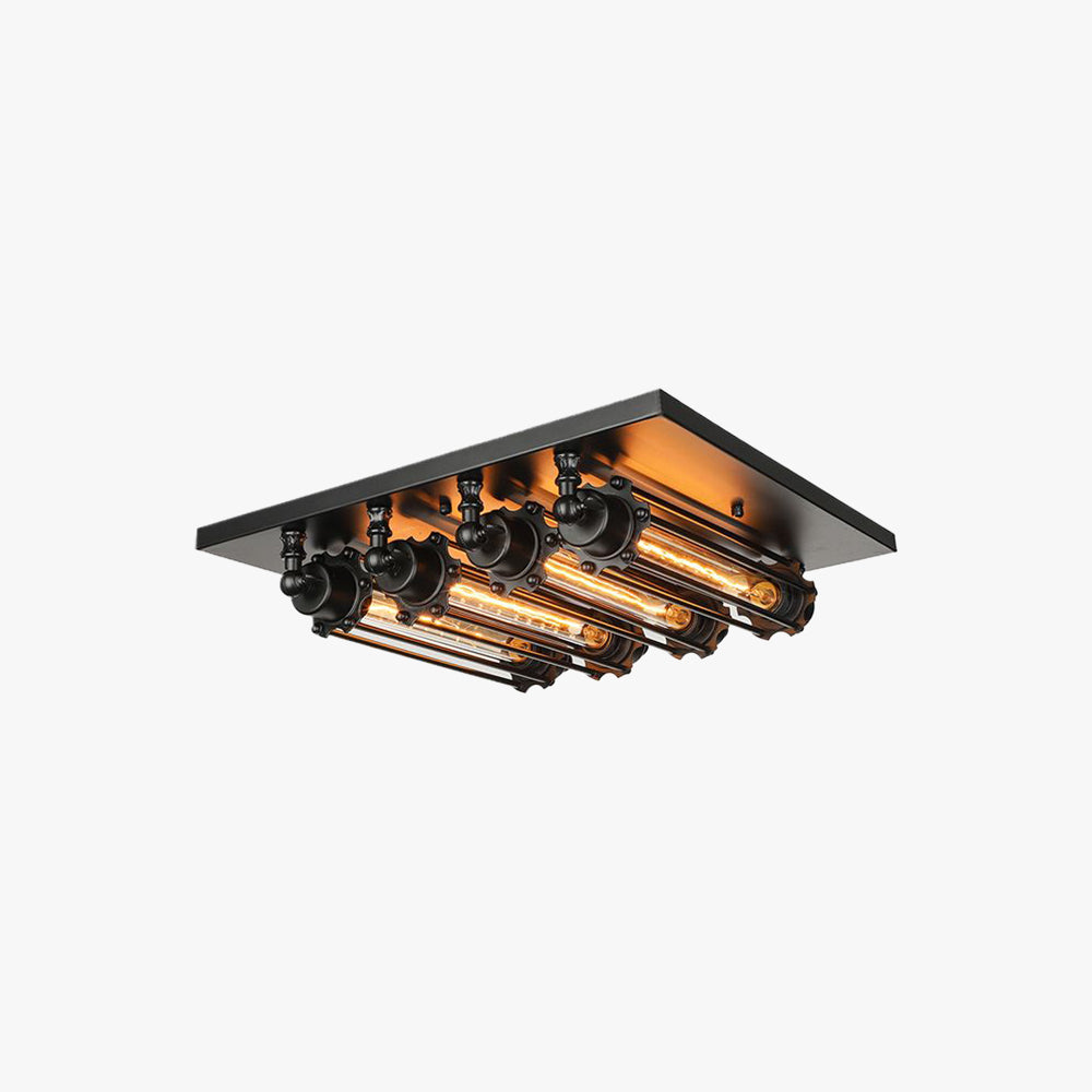 Austin plafonieră aplicată metal tubular vintage neagră pentru living